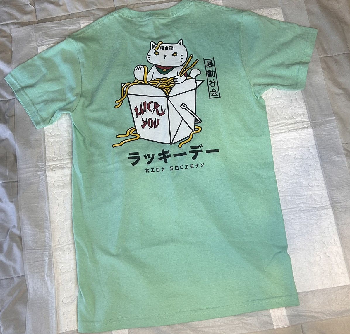 Riot Society Riot Society Lucky Cat Graphic Tee – Size S – Mint Green Size US S / EU 44-46 / 1 - 3 Thumbnail