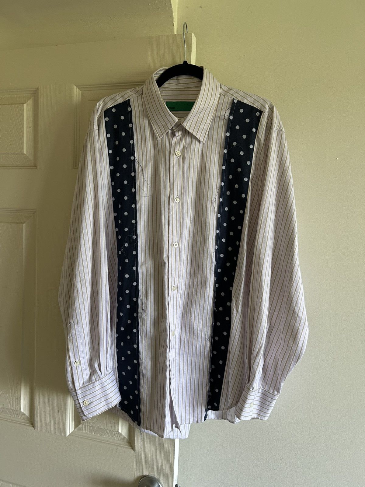Tres Bien Tres Bien Striped Shirt Polka Dot Panels Size US M / EU 48-50 / 2 - 1 Thumbnail