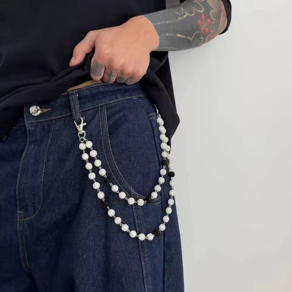 Jewelry Punk Grunge Hip Hop Rhinestone Trendy Pants Keychain Size ONE SIZE - 1 Thumbnail