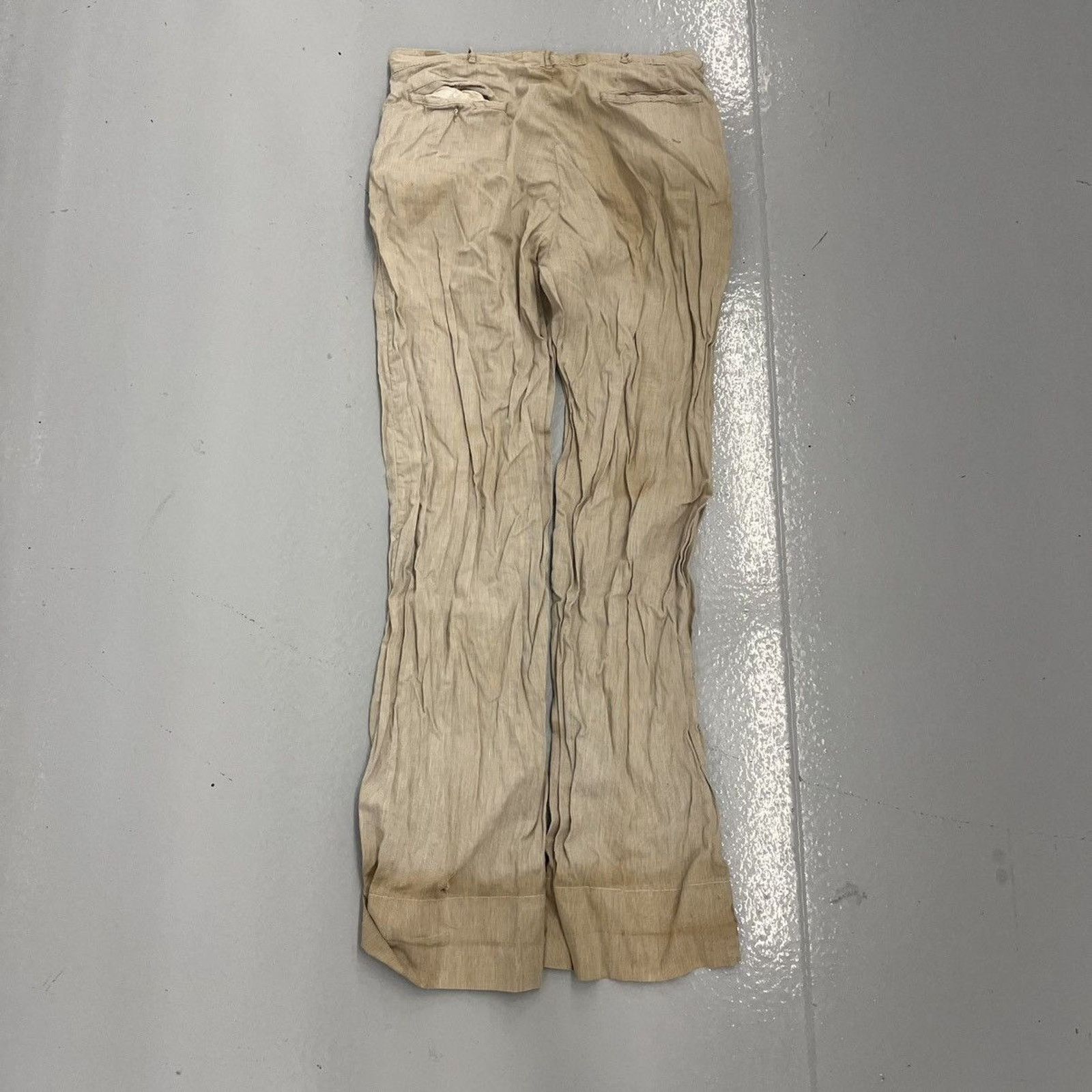 Other Vintage 50s Tom Long Tan Striped Cotton Trousers 29x32 Size US 29 - 4 Thumbnail
