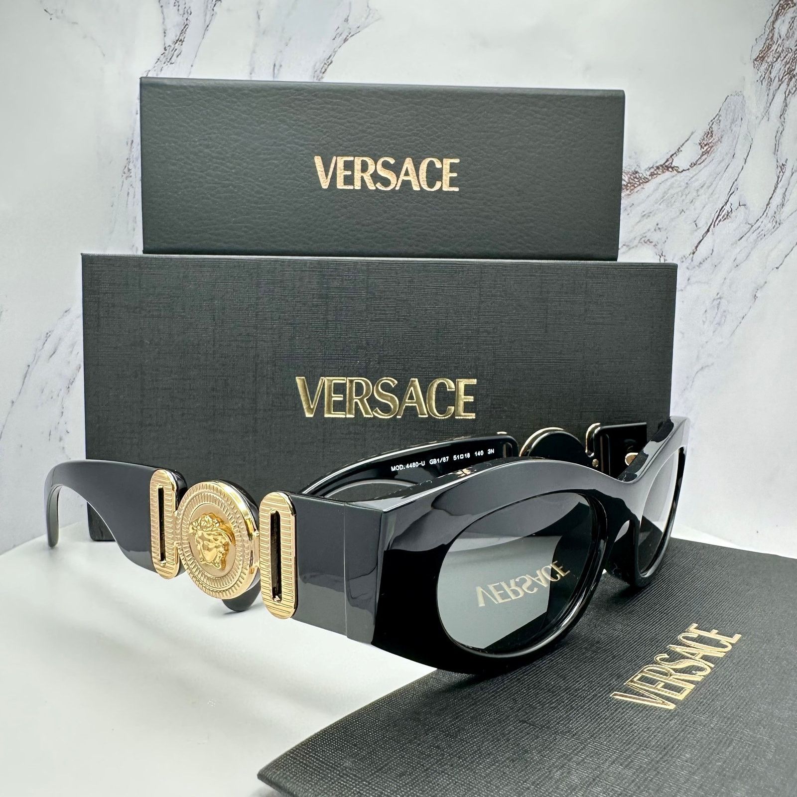 New Versace Sunglasses Black Gold Seen On Sabrina Carpenter
