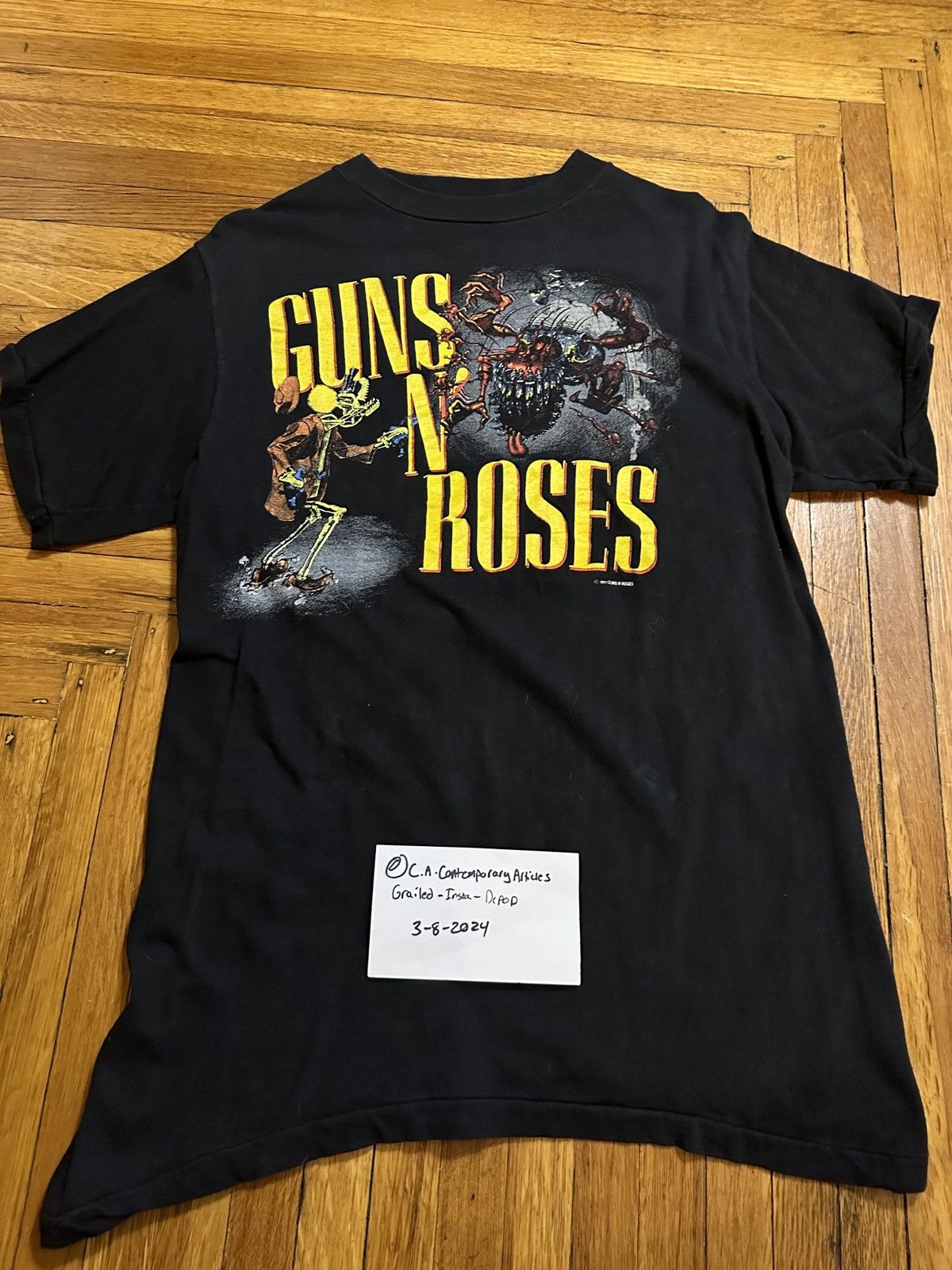 image of Guns N Roses x Vintage Guns And Roses 1987 Was Here Tour Shirt in Black, Men's (Size Large)