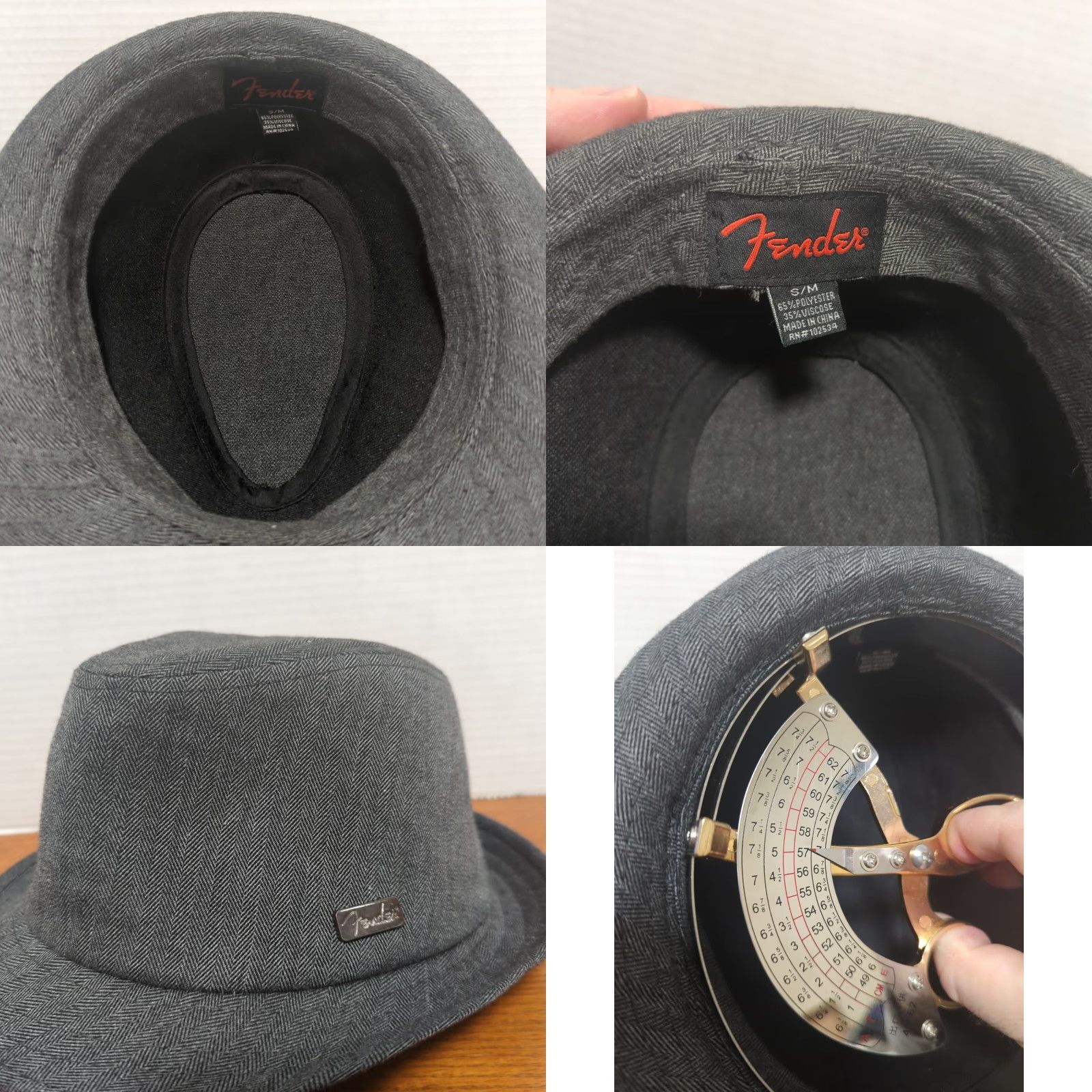 Fender Fender Fedora Hat Cap Dark Gray Adult Mens Size S/M Fits 7 1/8 - 7 3/8 Fedora Hats Size ONE SIZE - 8 Thumbnail