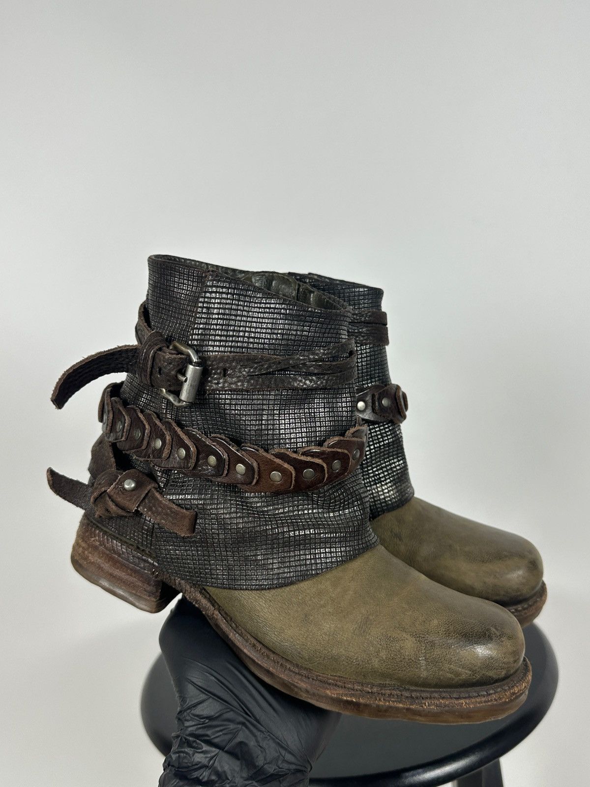 A.S.98 A.S.98. Airstep Leather Biker Ankle Studded Strap Boots Size US 6 / IT 36 - 1 Thumbnail
