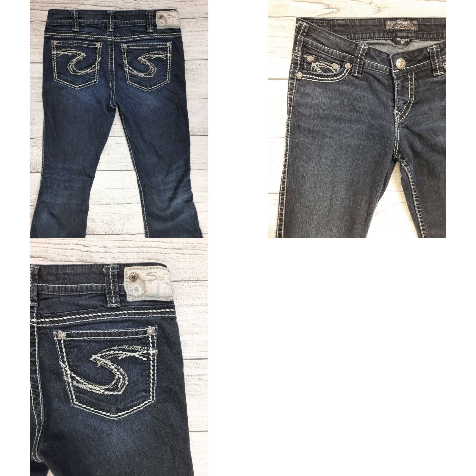 Silver Jeans Co. VINTAGE Silver Jeans Frances Jeans 27x35 Women Denim Bootcut Stretch Blue 90s? (Note: This needs to be only from original words; adjust.) Size 27" / US 4 / IT 40 - 8 Thumbnail