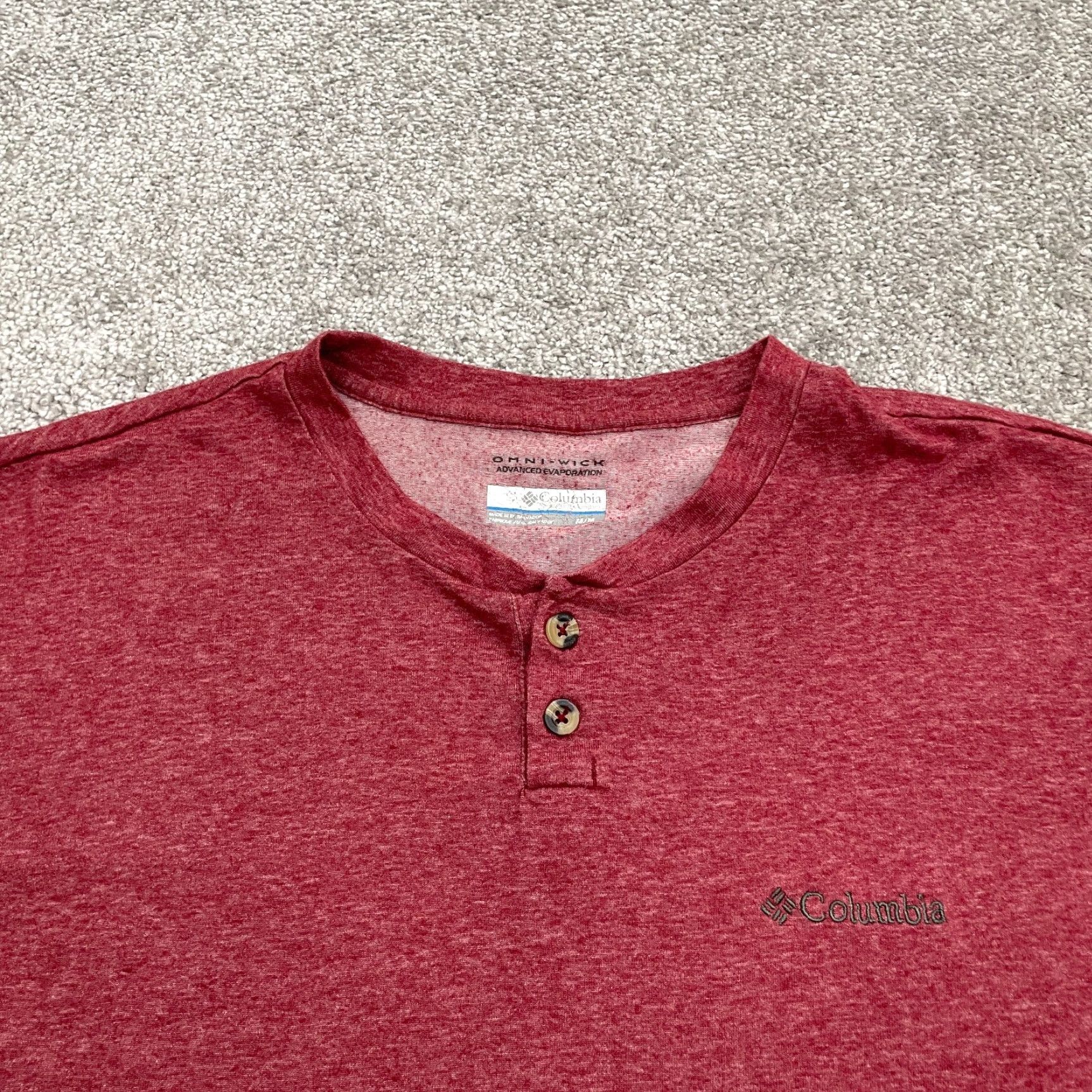 Vintage Columbia Omni Wick Shirt Men Medium Red Long Sleeve Henley Sports Outdoor Active Casual Size US M / EU 48-50 / 2 - 3 Thumbnail