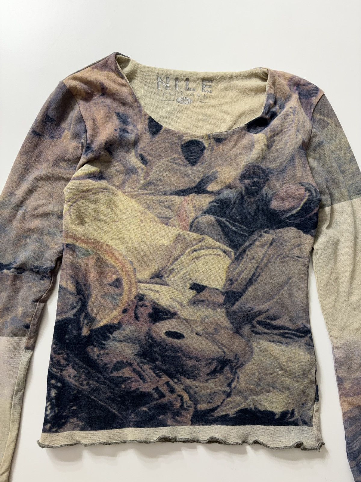 Vintage PRINTED RARE VINTAGE ETHNO LONG SLEEVE MESH TOP Size S / US 4 / IT 40 - 7 Thumbnail