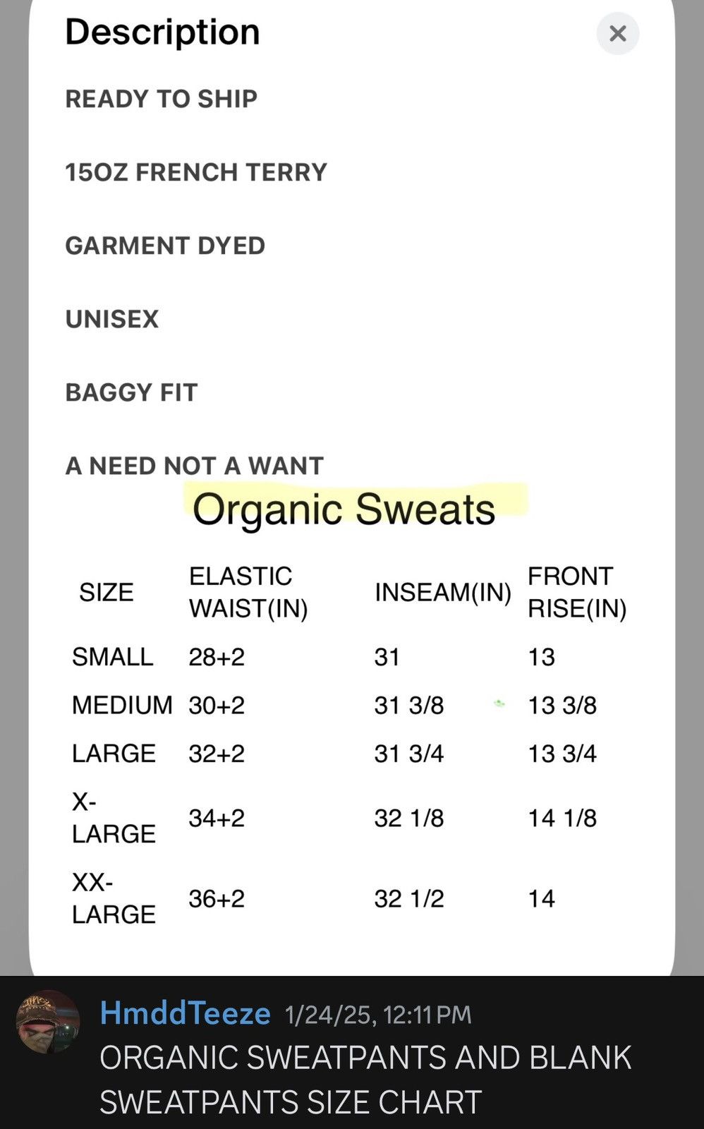 HMDD HMDD Organic Sweats Size US 33 - 8 Thumbnail