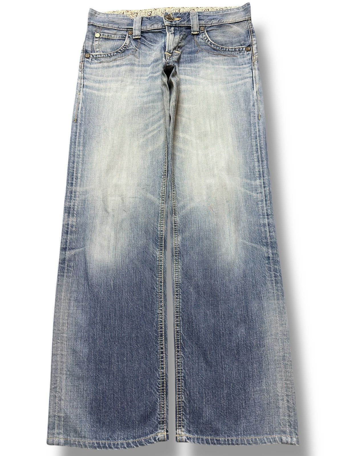 Edwin Vintage Edwin 503 Bluetrip Buckle Back Faded Denim Size US 33 - 1 Thumbnail