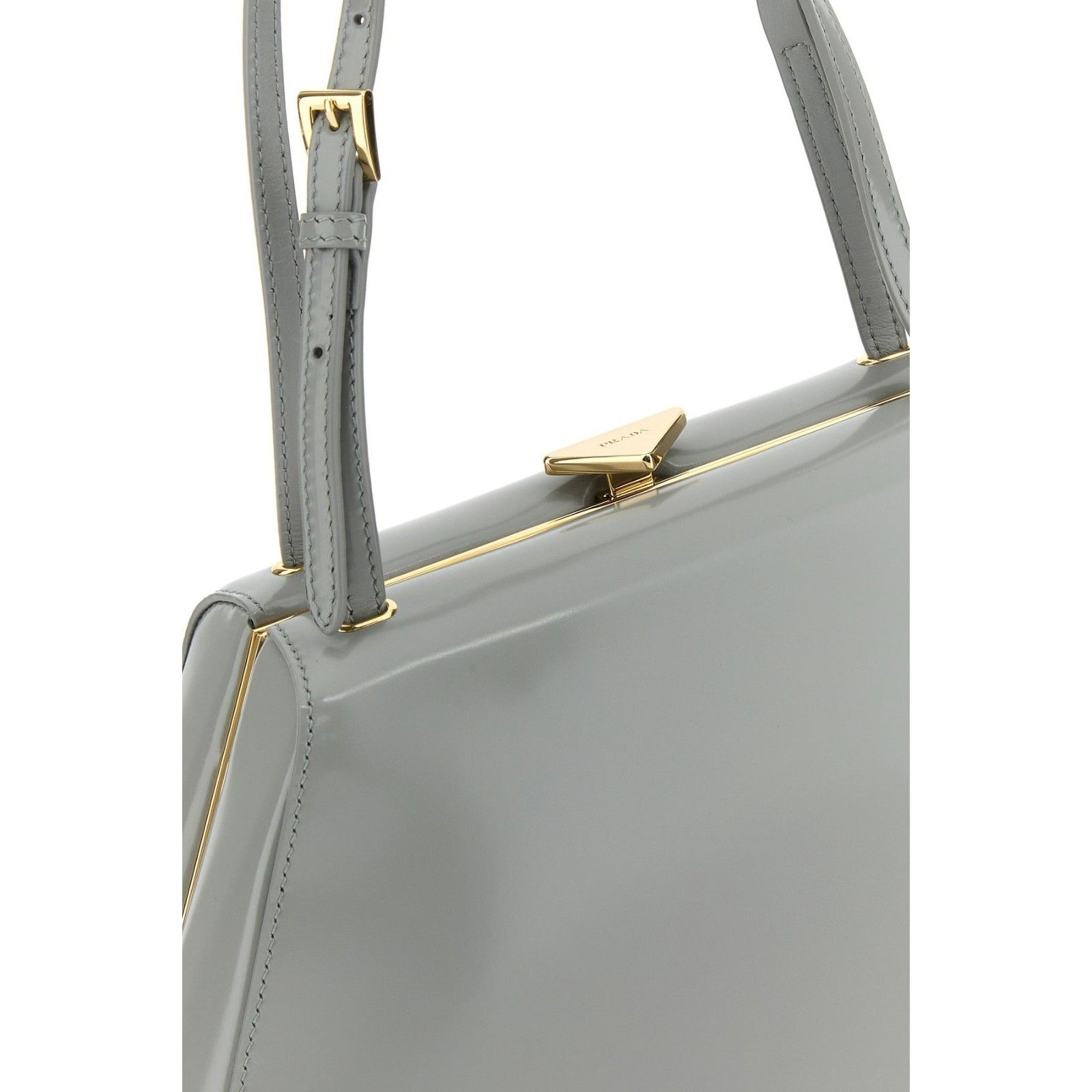 Prada PRADA Shape Light Gray Shiny Leather Tote Bag New Size ONE SIZE - 4 Thumbnail