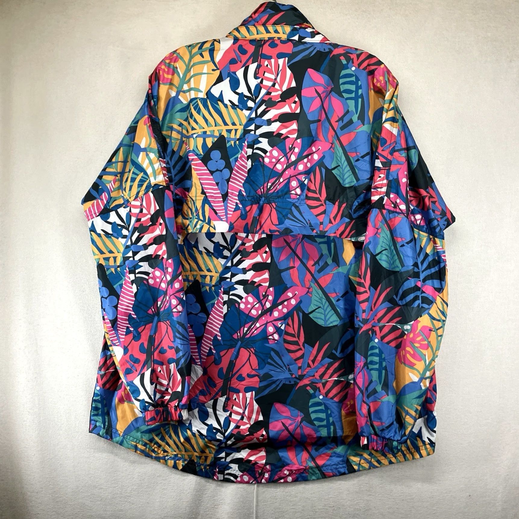 Rains LJ by Lauren James Colorful Floral Hooded Rain Jacket L Pink 1/2 Zip Snap Open Front Bohemian Womens Size L / US 10 / IT 46 - 2 Thumbnail