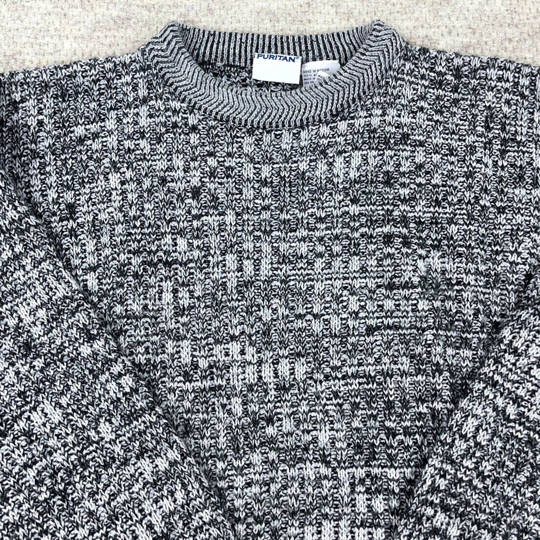 Vintage VINTAGE Puritan Sweater Men Medium Gray Chunky Knit Pullover 90s Grunge Heavyweight Adult Size US M / EU 48-50 / 2 - 2 Thumbnail