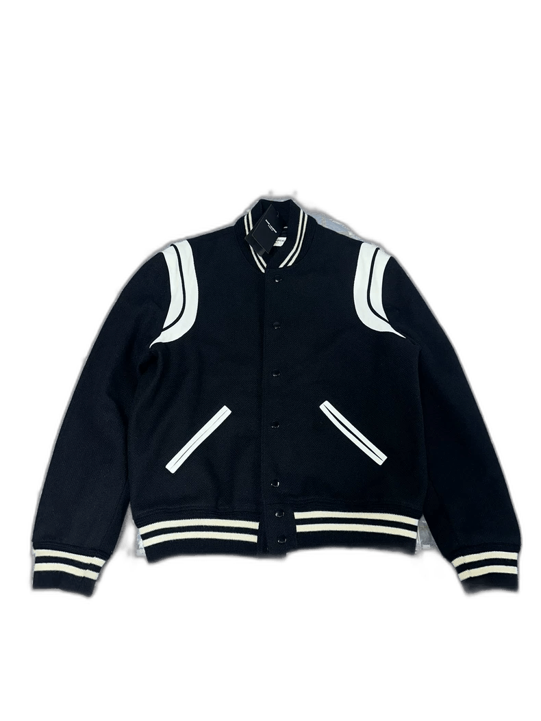 YSL Striped Wool Varsity Jacket-