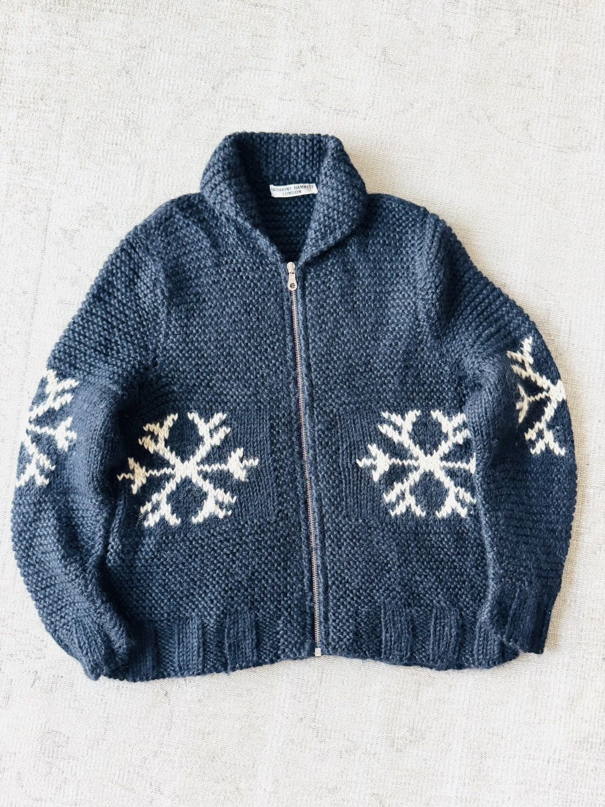 Katharine Hamnett London VTG Katharine Hamnett intarsia knit zip Cardigan Sz M Size US M / EU 48-50 / 2 - 10 Thumbnail