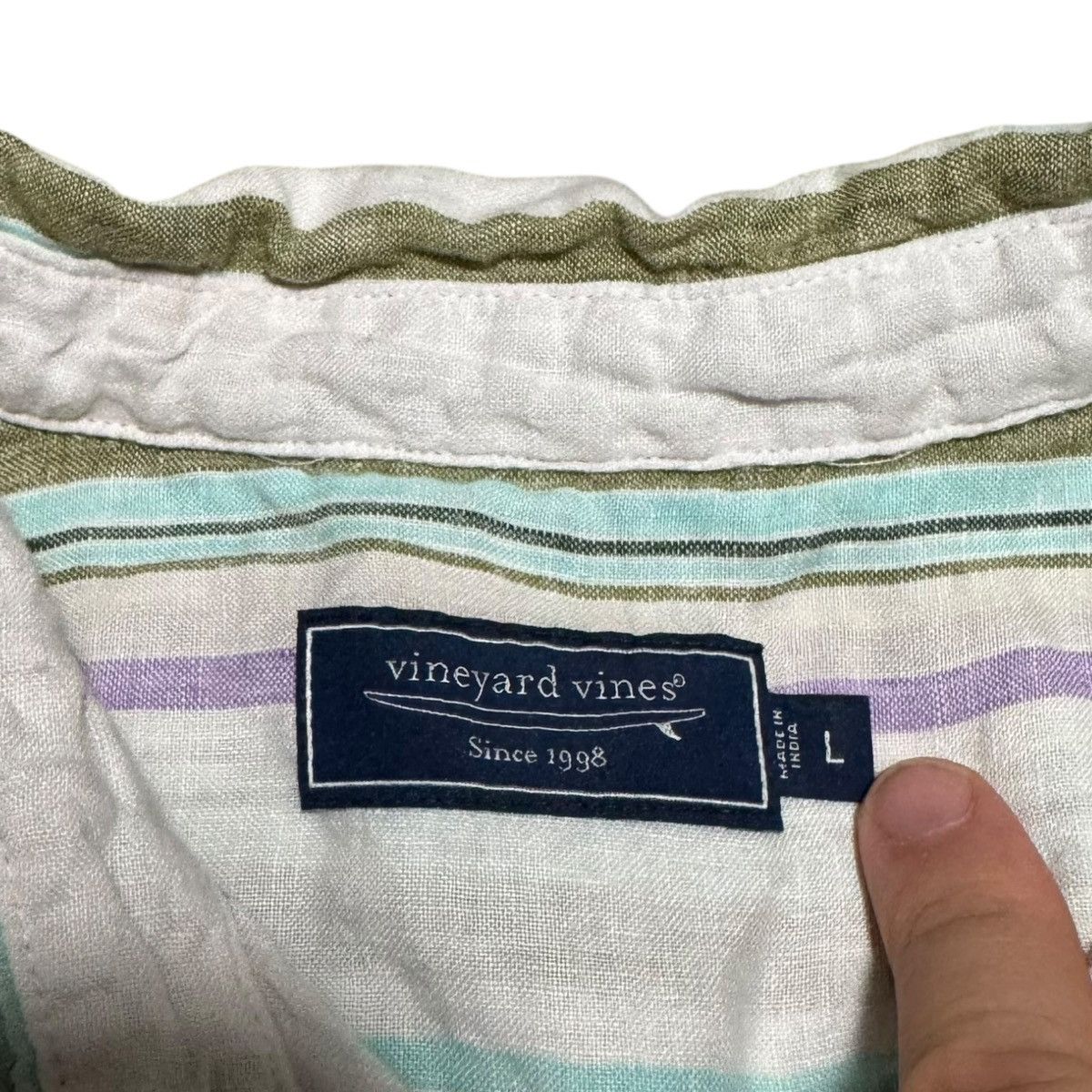Vineyard Vines Vineyard Vines Linen Striped Casual Button Up Shirt Men's L Size US L / EU 52-54 / 3 - 5 Thumbnail