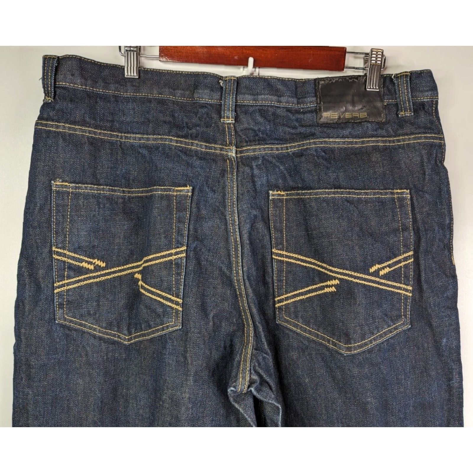 Vintage VINTAGE Re:VERB Brooklyn Jeans Mens 38 Regular Jeans Hip Hop Distressed Blue Wide-Leg 1990s Boys? no gender. Size US 38 / EU 54 - 5 Thumbnail