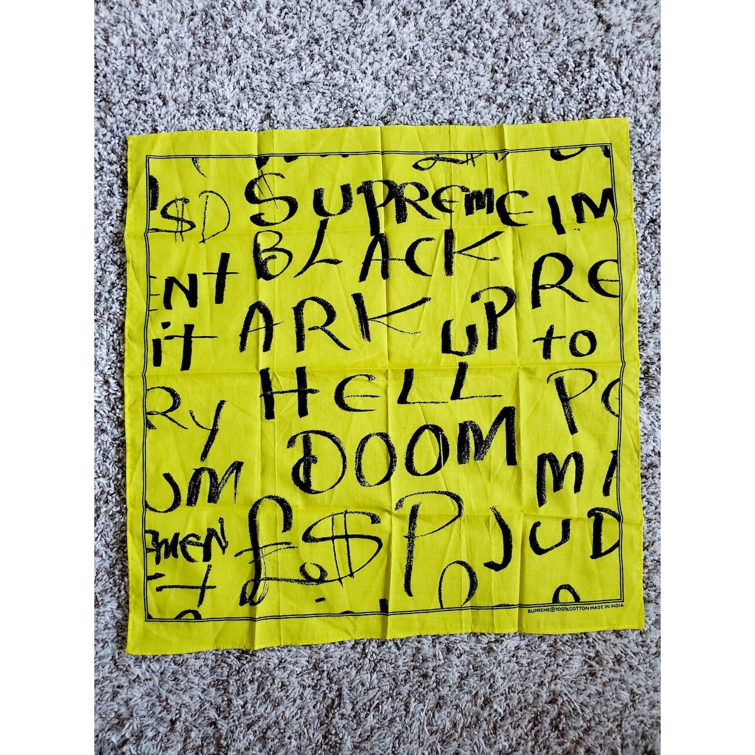 Supreme Supreme Fluorescent Yellow Black Arc Bandana Size ONE SIZE - 5 Thumbnail