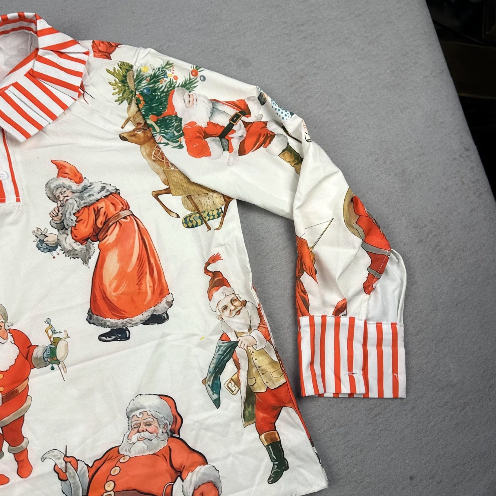 Vintage Santa Claus Christmas Shirt Medium White Red Striped Collar Long Sleeve Womens Size M / US 6-8 / IT 42-44 - 5 Thumbnail