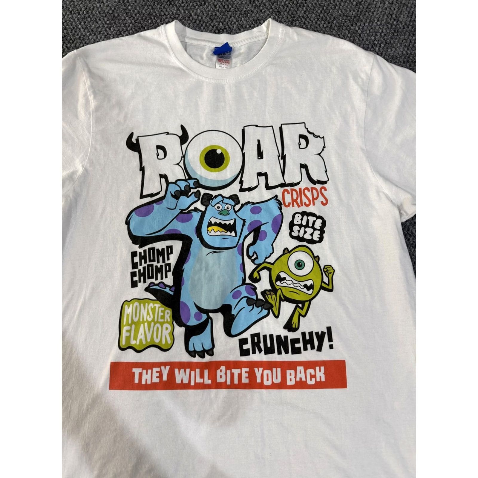 Disney Disney Pixar Monsters Inc Shirt Mens M White Graphic Tee Sulley Mike Wazowski Front Print Crew Neck Short Sleeve Cotton Polyester Jersey Tee Size US M / EU 48-50 / 2 - 3 Thumbnail