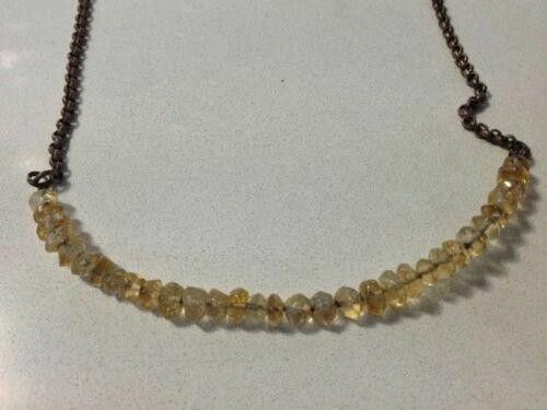 Handmade Sterling Silver Faceted Citrine Bead Necklace Size ONE SIZE - 1 Thumbnail