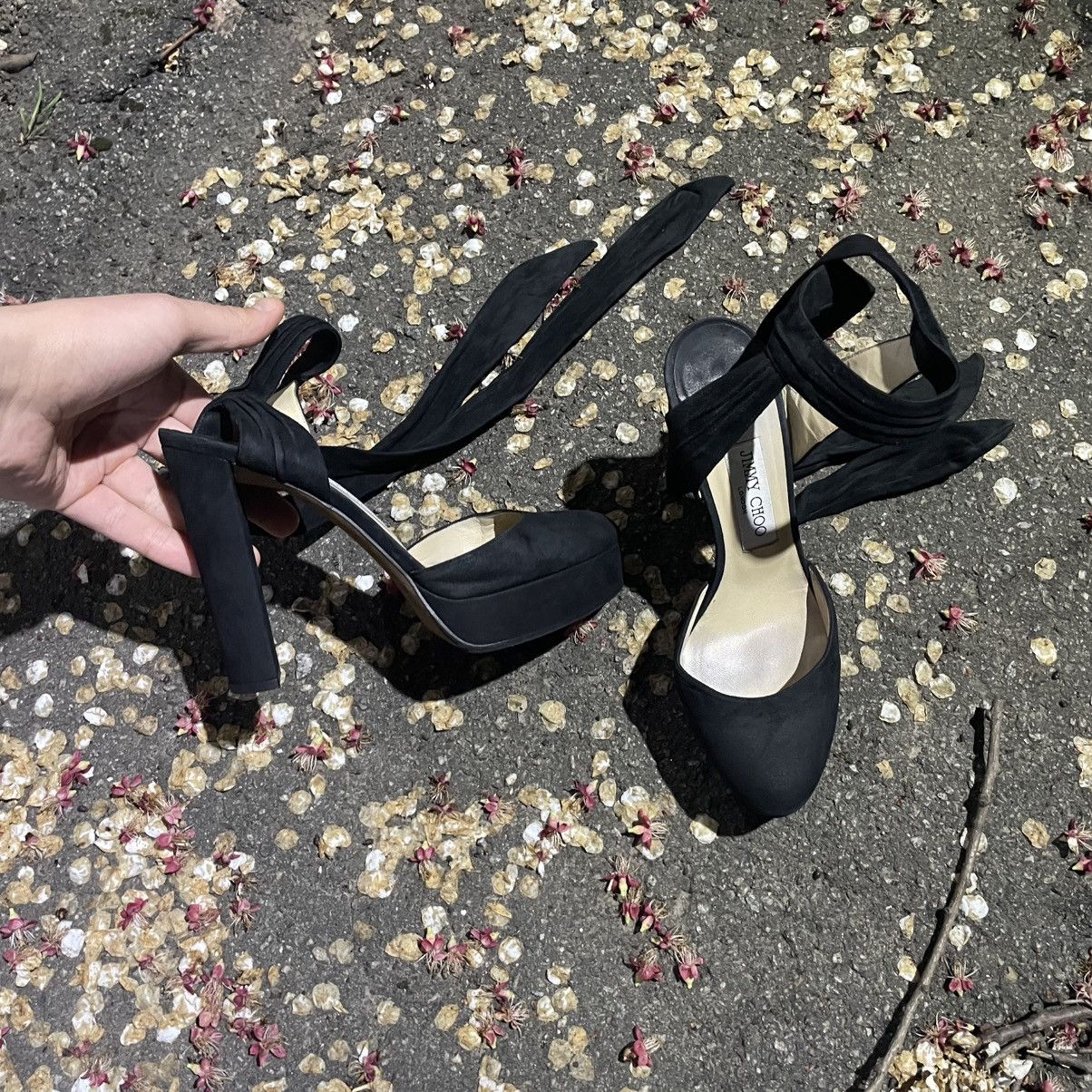 38 Jimmy Choo heels suede boots shoes old money black japan