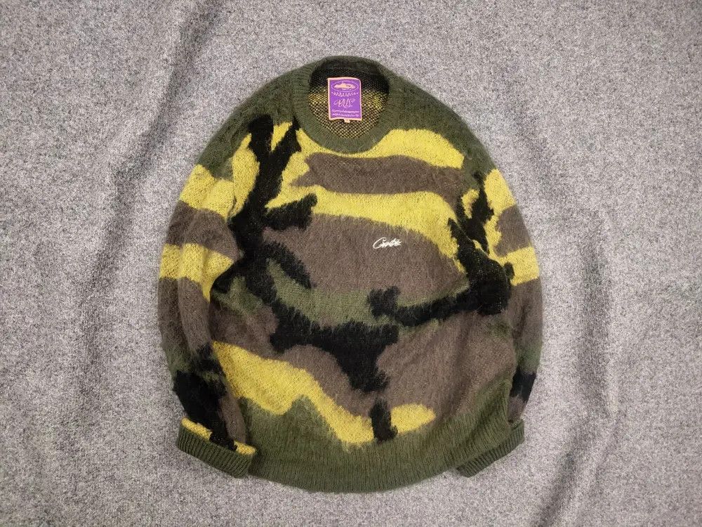 Corteiz Corteiz Mohair Blend Knit Sweater Gutta Green Camo