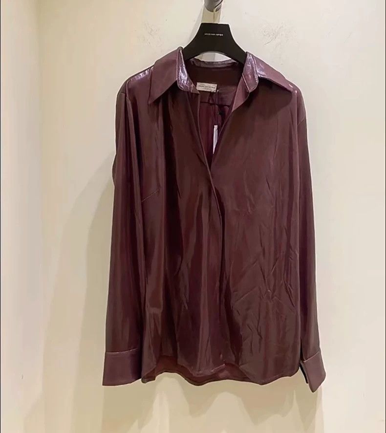Dries Van Noten Dries Van Noten Long Sleeve Shirt in Burgundy Size US S / EU 44-46 / 1 - 1 Thumbnail