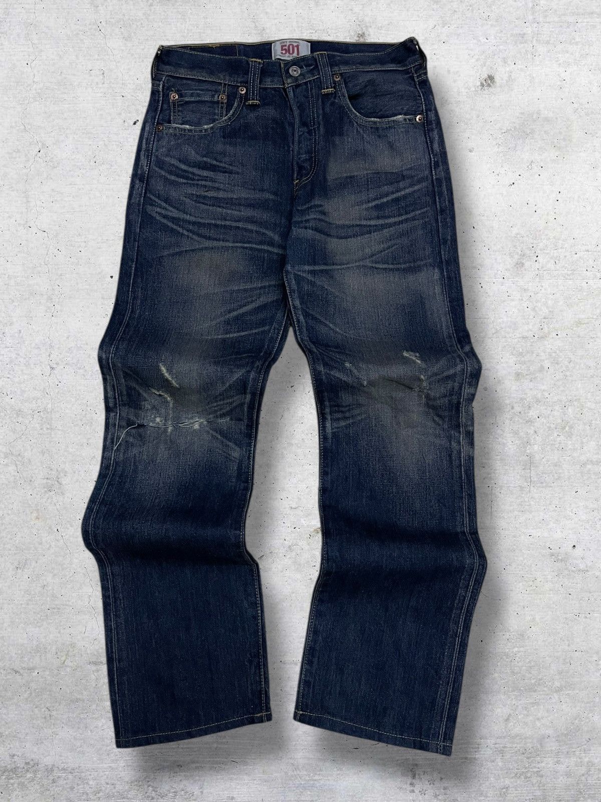 VINTAGE 501 LEVIS USA DESIGNER 90S RIPPED INDIGO OG DENIM