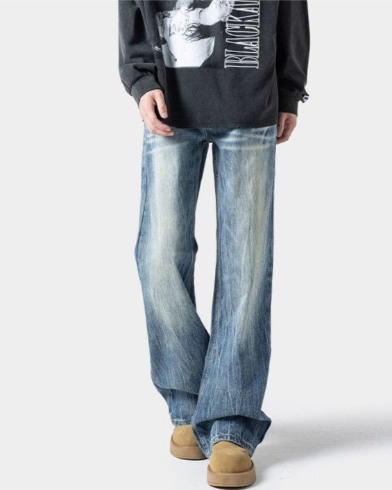 Jean High Street Washed Men's American Distressed Lightning Jeans Size US 32 / EU 48 - 1 Thumbnail