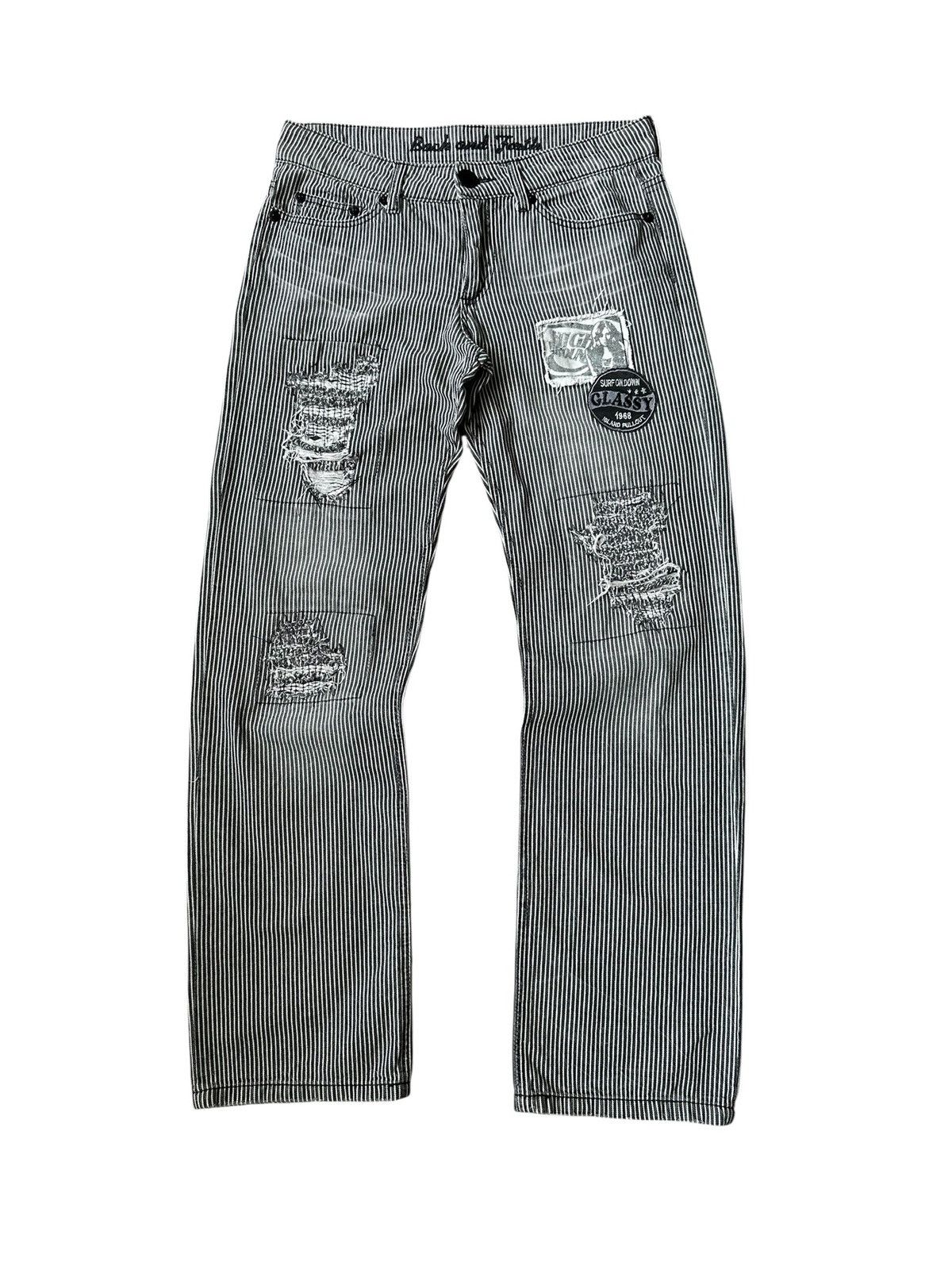Japanese Brand [32/40] 00s Back & Forth boro wabash stripe jeans Size US 32 / EU 48 - 1 Thumbnail