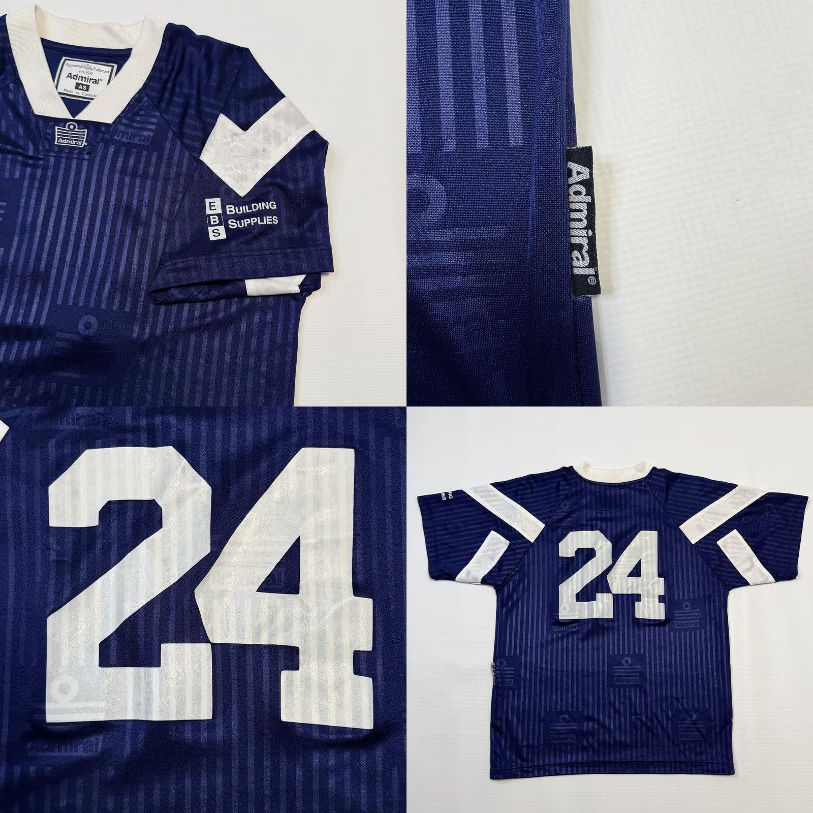 Vintage Admiral Mens Small Blue Striped Raglan V-Neck Lightweight Soccer Jersey Shirt Size US S / EU 44-46 / 1 - 8 Thumbnail