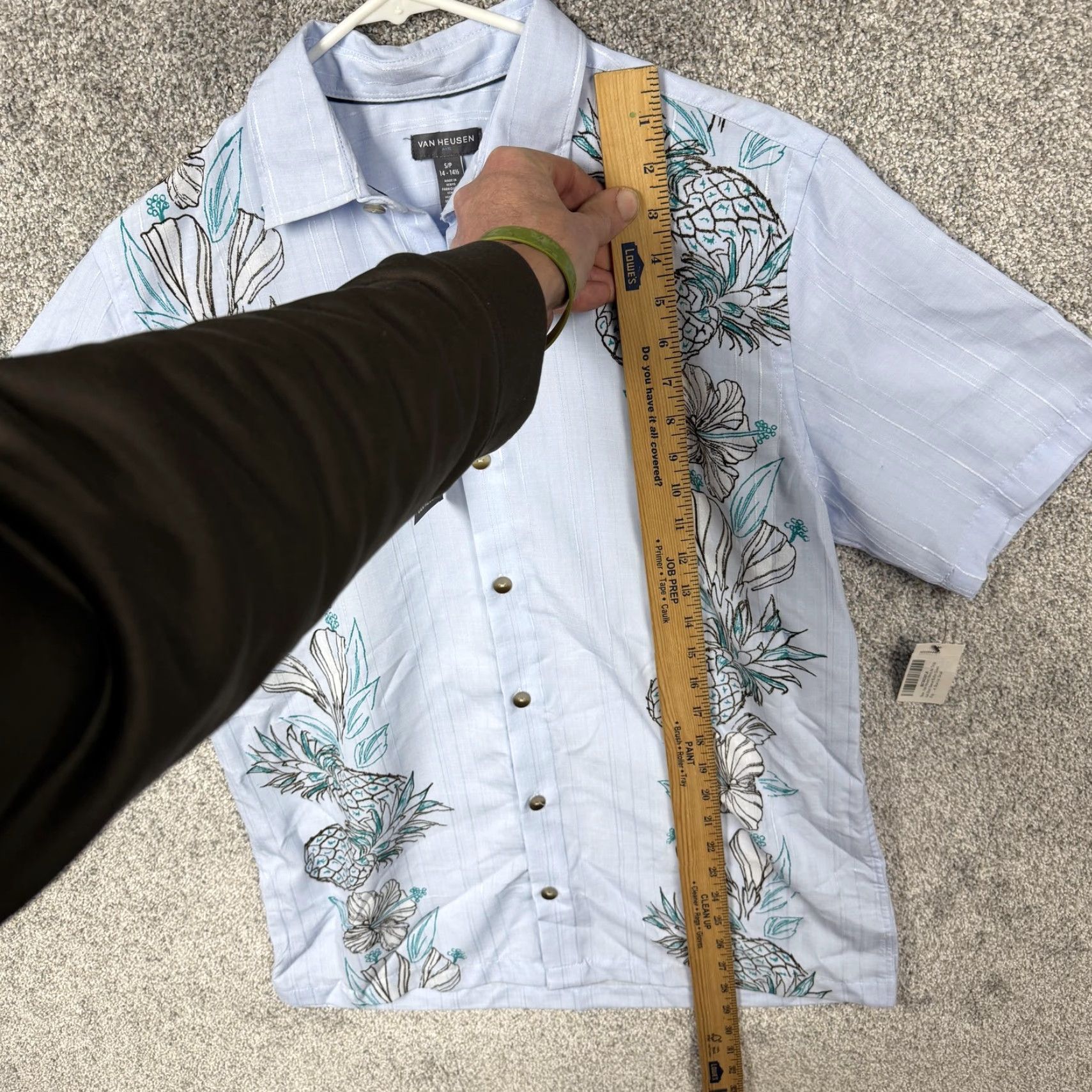 Van Heusen Van Heusen Shirt Mens Small Blue Pineapple Hawaiian Tropical Button Up Size US S / EU 44-46 / 1 - 4 Thumbnail