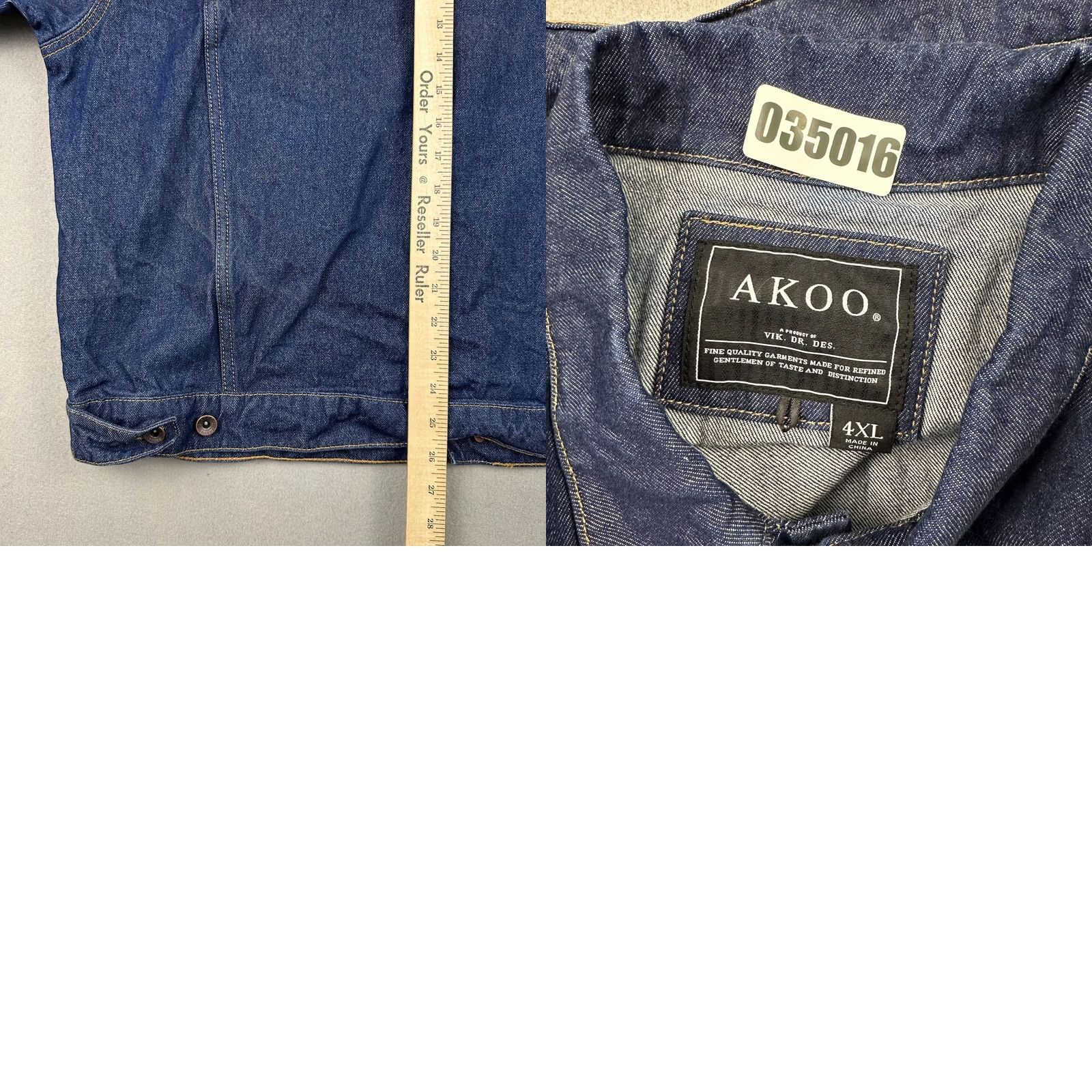 Vintage AKOO Jacket Men 4XL Blue Solid Denim Button Up Pockets Heavy Trucker XXXXL Size US XXL / EU 58 / 5 - 8 Thumbnail