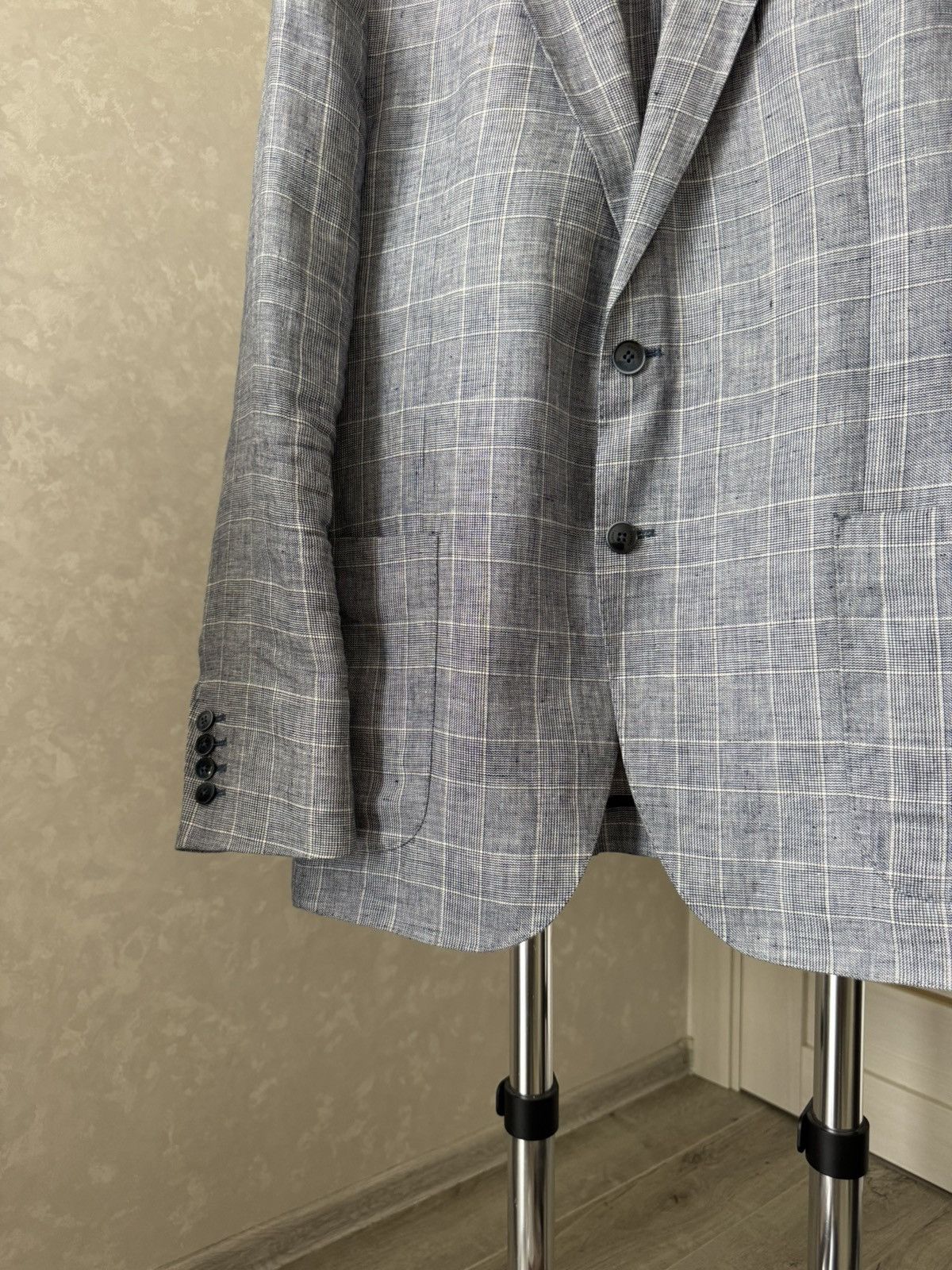 Designer × Hackett Hackett Linen Check Blazer Size 44R - 5 Thumbnail