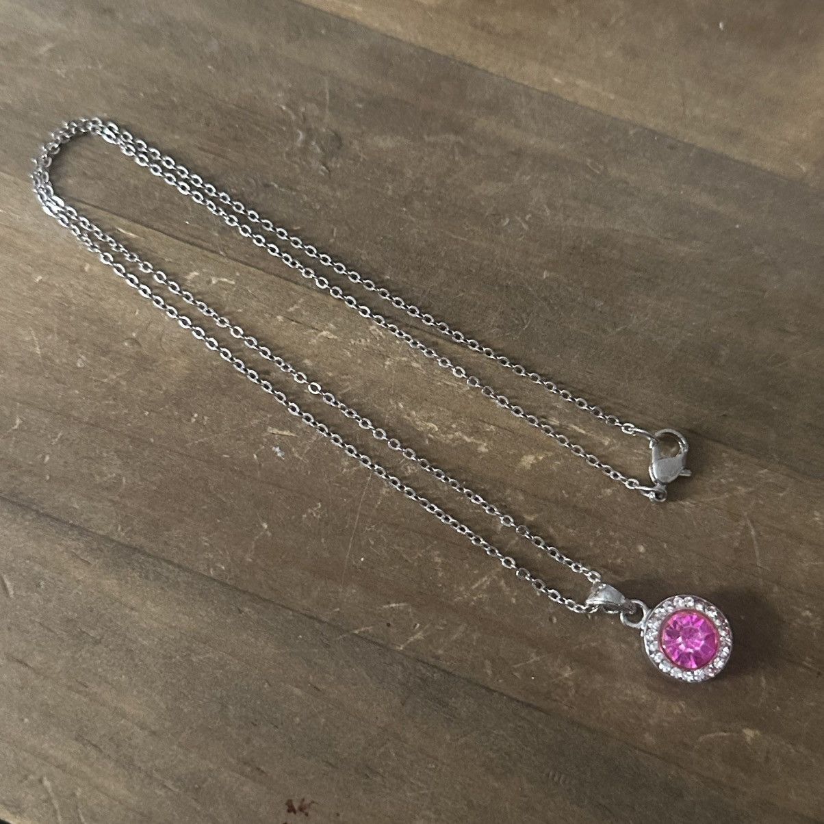 Other Silver tone pink gemstone pendant necklace Size ONE SIZE - 2 Thumbnail