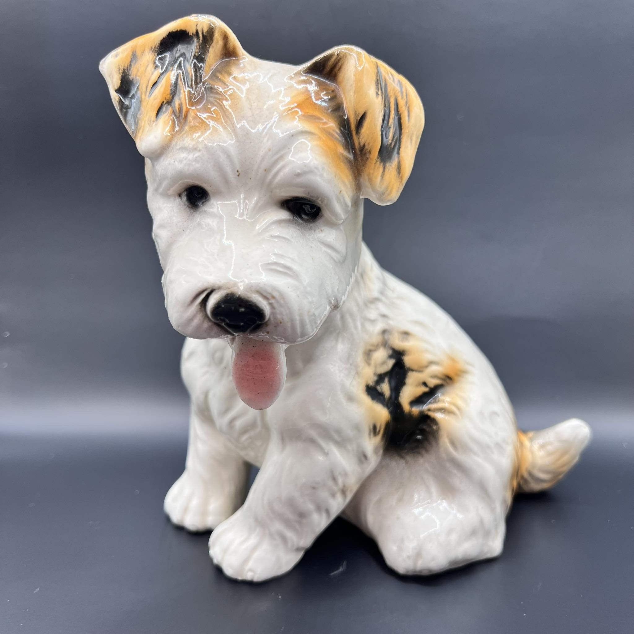 Vintage 40's Sitzendorf Germany Antique Porcelain Figure Dog Terrier Size ONE SIZE - 6 Thumbnail