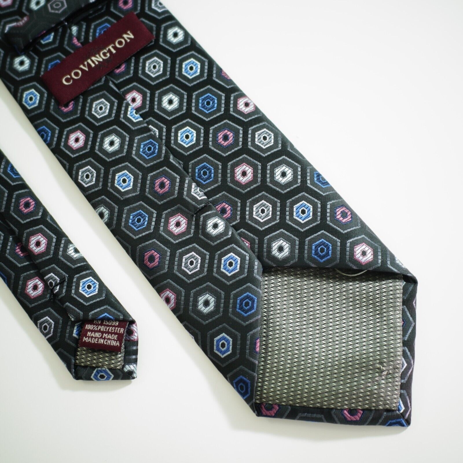 Covington Covington Gray Pink Blue Woven Geometric Polyester Tie Size ONE SIZE - 6 Thumbnail
