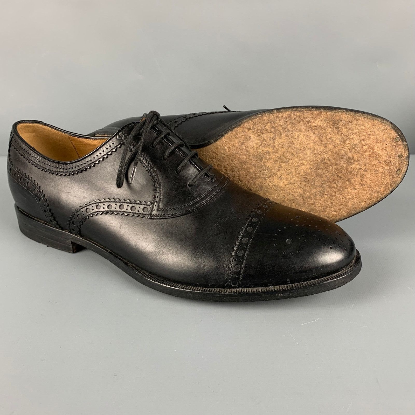 Gucci GUCCI Black Perforated Leather Oxford Cap Toe Lace Up Shoes Size US 9.5 / EU 42-43 - 5 Thumbnail