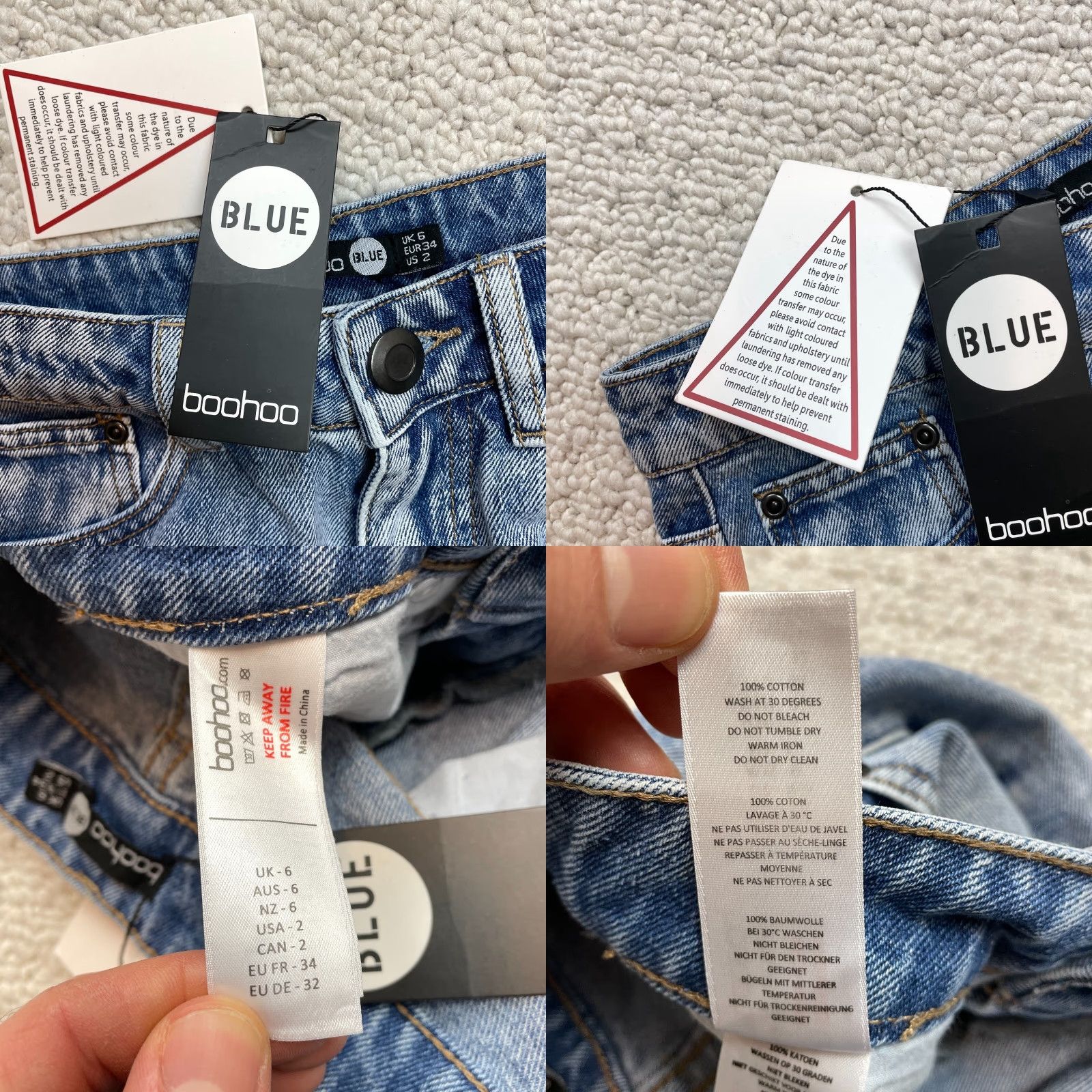 Boohoo Boohoo Jeans Womens 2 Light Wash Blue Distressed Rips Boyfriend 27x25 Rolled New Size 26" / US 2 / IT 38 - 8 Thumbnail