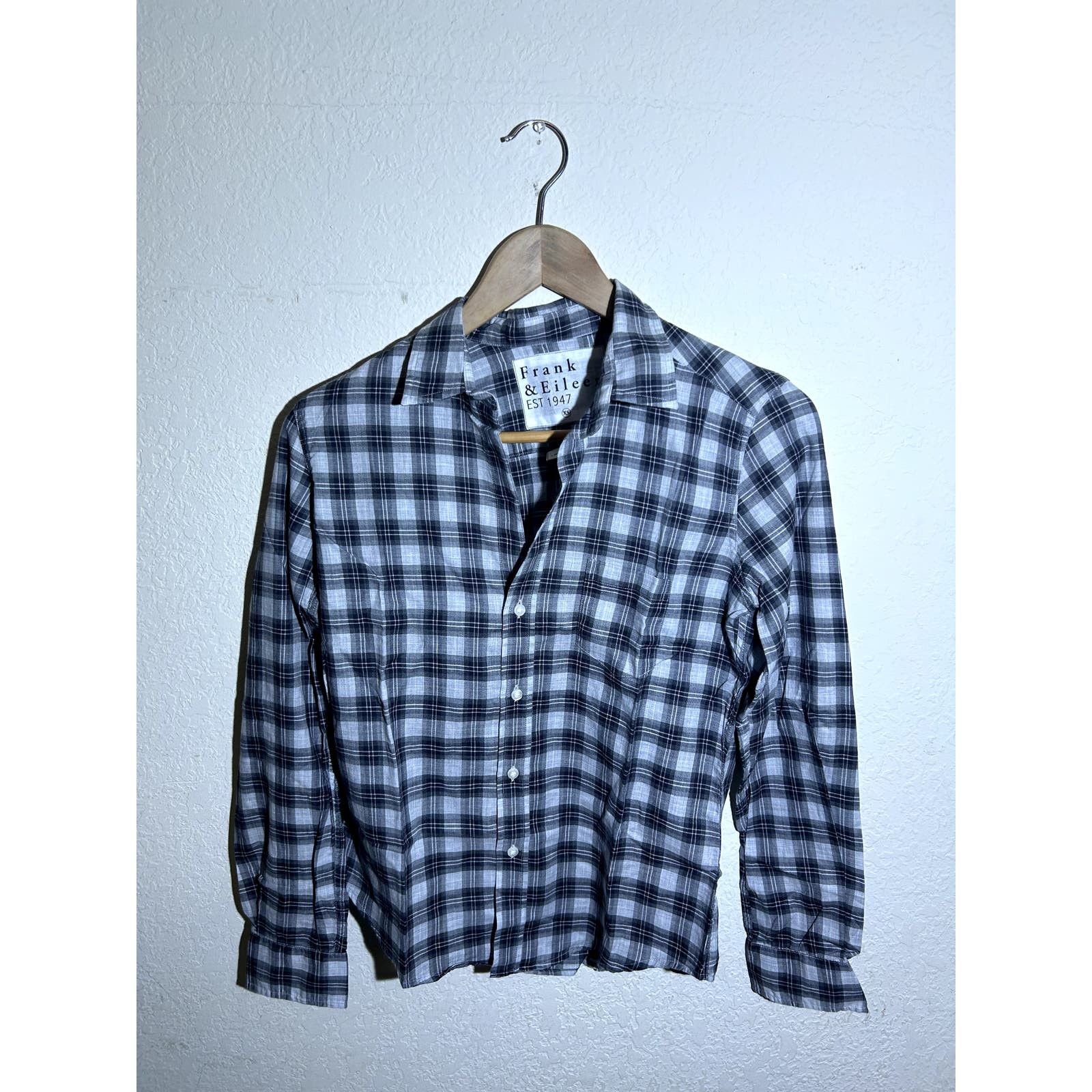 image of Frank Eileen $238 NWOT Frank & Eileen Light Weight Gray & White Flannel in Grey, Women's (Size XS)