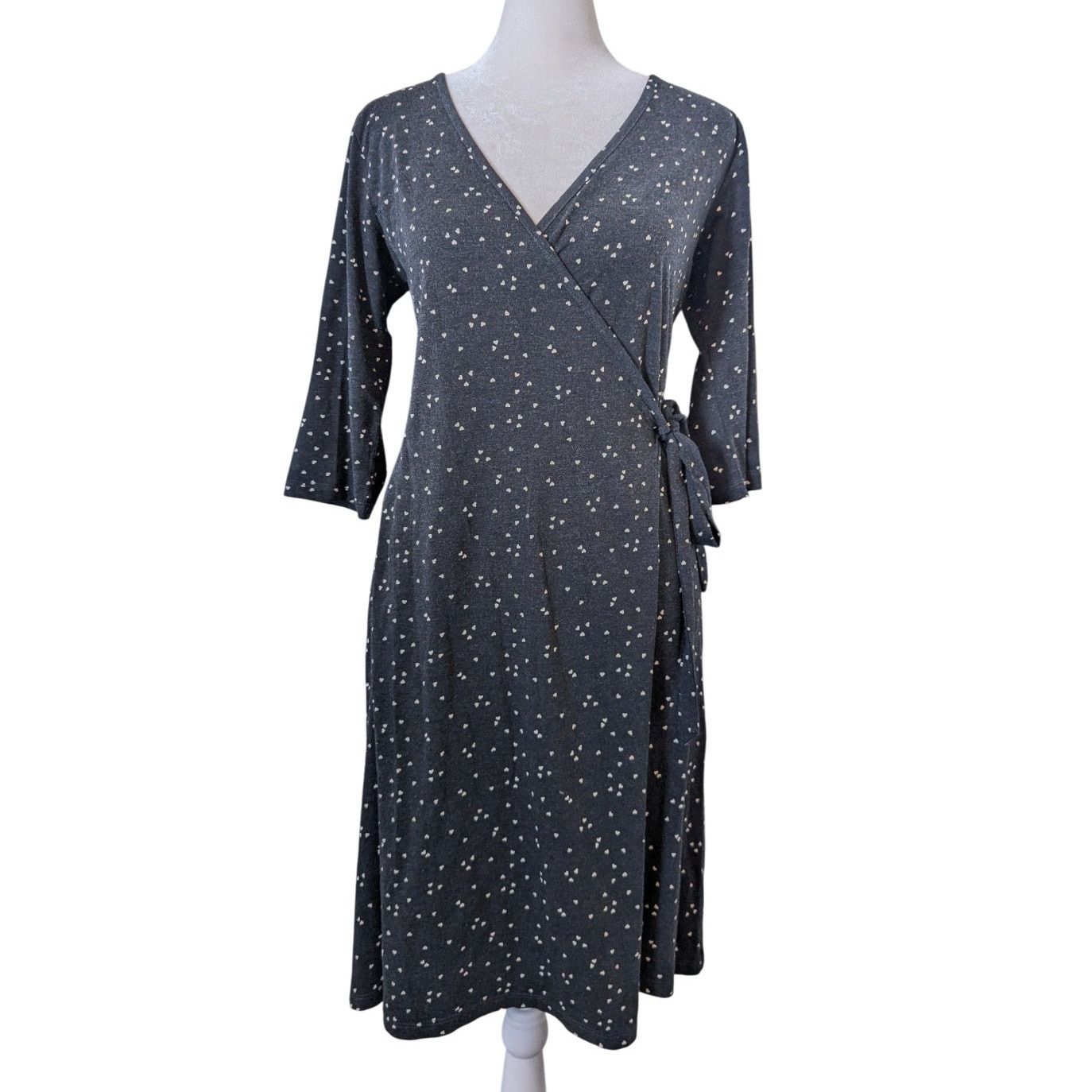 Other Synergy Organic Cotton Heather Grey Mini Heart Wrap Dress Size S / US 4 / IT 40 - 1 Thumbnail