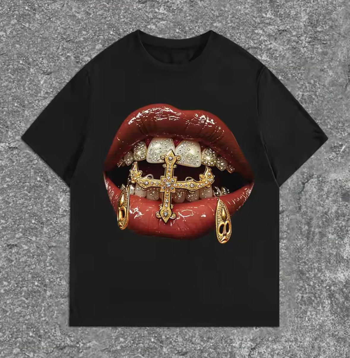 Other Street Retro Punk Gothic Jewelry Mouth Black T-Shirt Size US XL / EU 56 / 4 - 1 Thumbnail