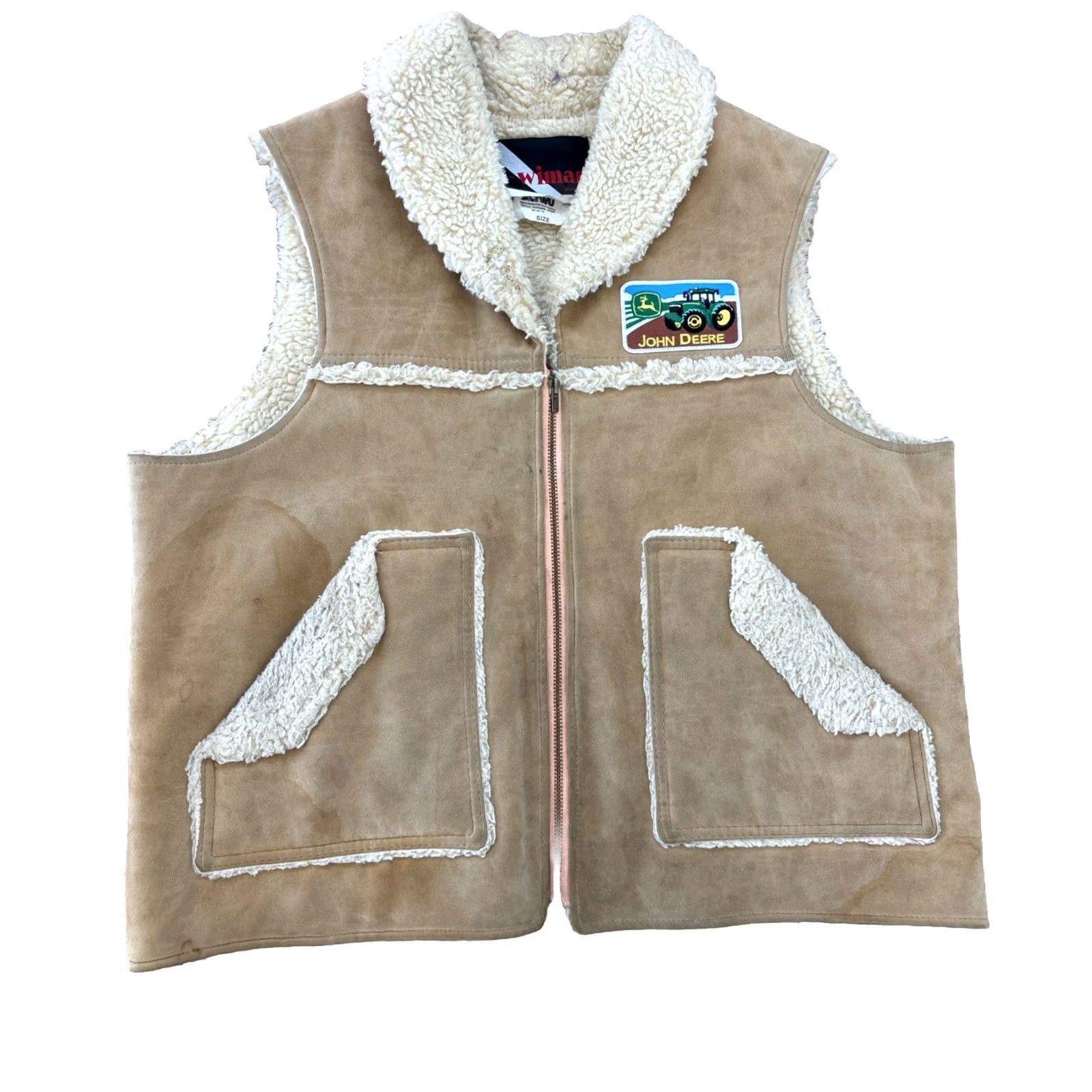 Vintage VINTAGE John Deere Trucker Vest Mens XL Western Sherpa Lined BeIGe? Size US XL / EU 56 / 4 - 2 Thumbnail