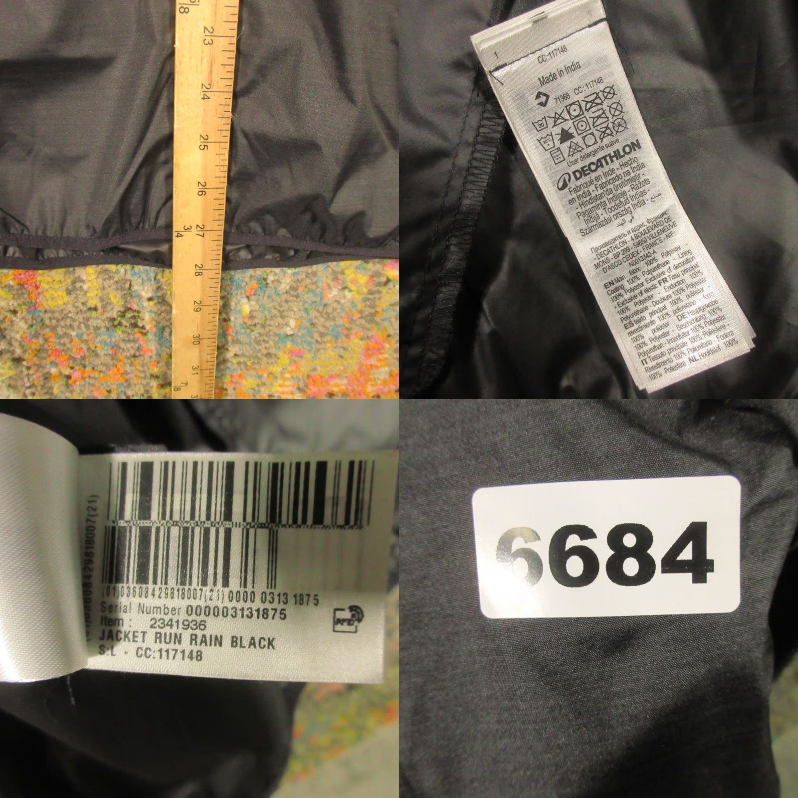 Vintage Kalenji Windbreaker Jacket Women L Black Regular Hooded Lightweight Pockets Zip Running & Jogging Summer, Spring Sports Activewear Size L / US 10 / IT 46 - 9 Thumbnail