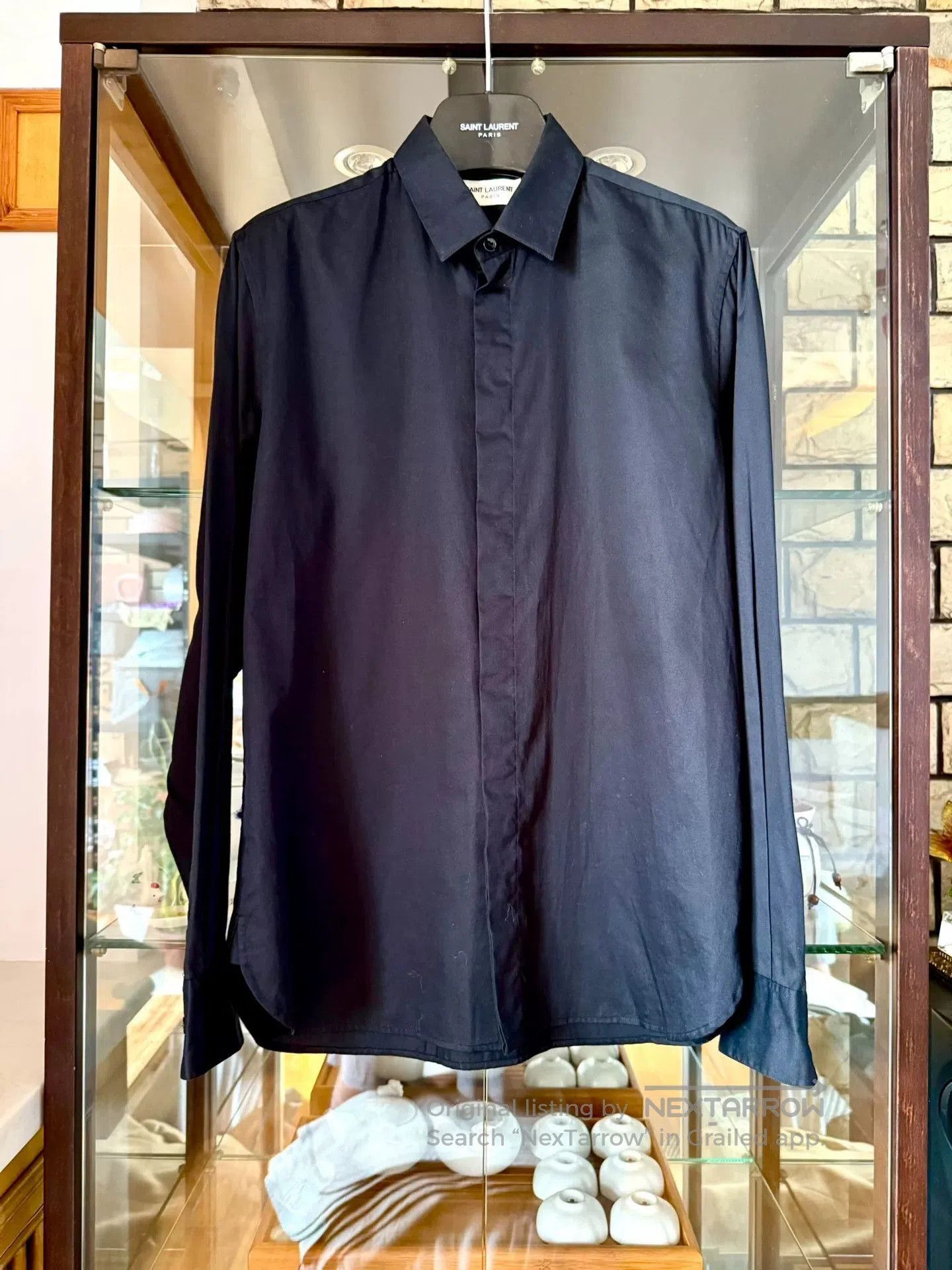 Saint Laurent Paris Saint Laurent 20FW Runway Black Poplin Shirt. Size US M / EU 48-50 / 2 - 1 Thumbnail