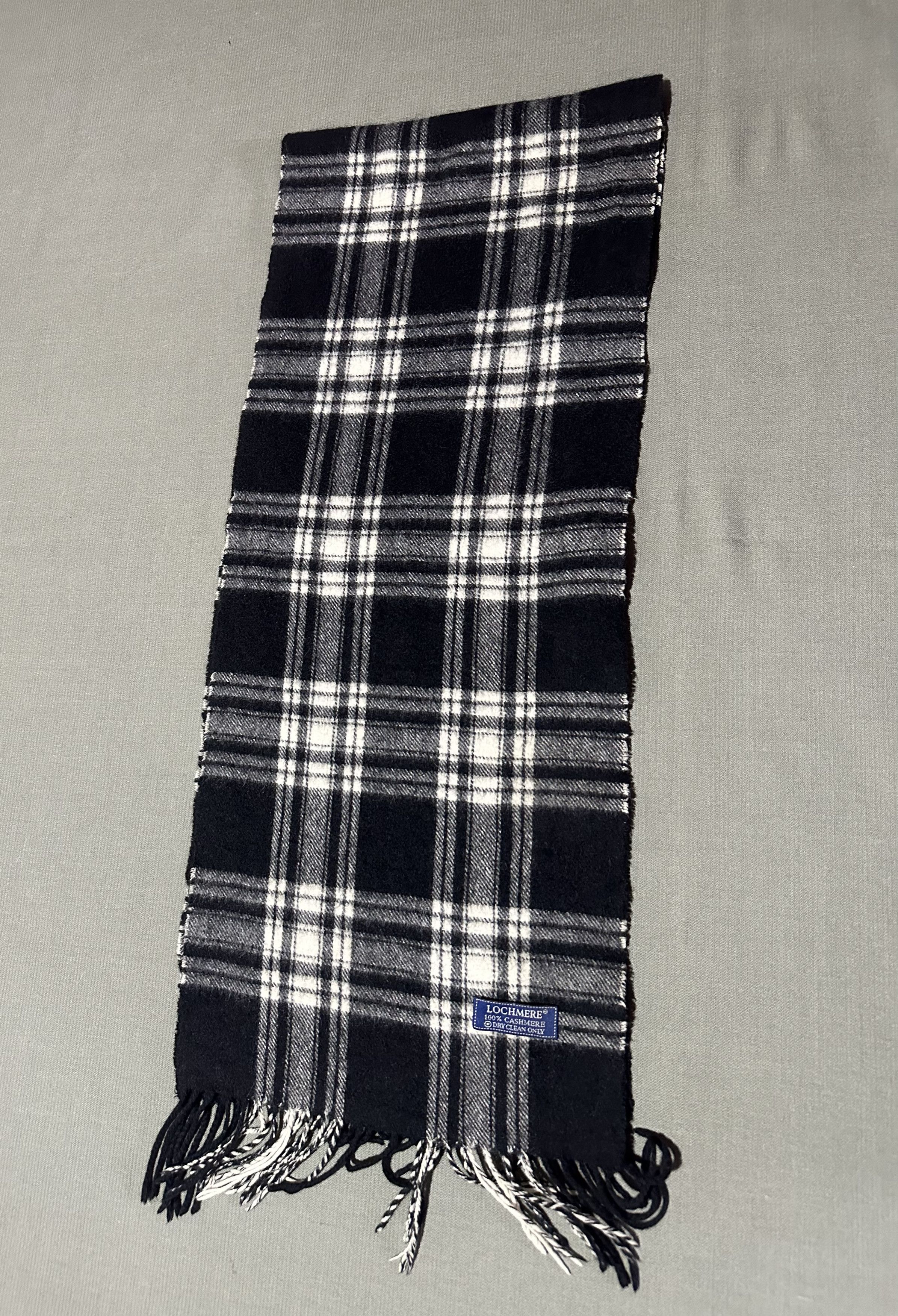 Vintage Lochmere 100% Cashmere Soft Scarf Plaid Natural Check Size ONE SIZE - 2 Thumbnail