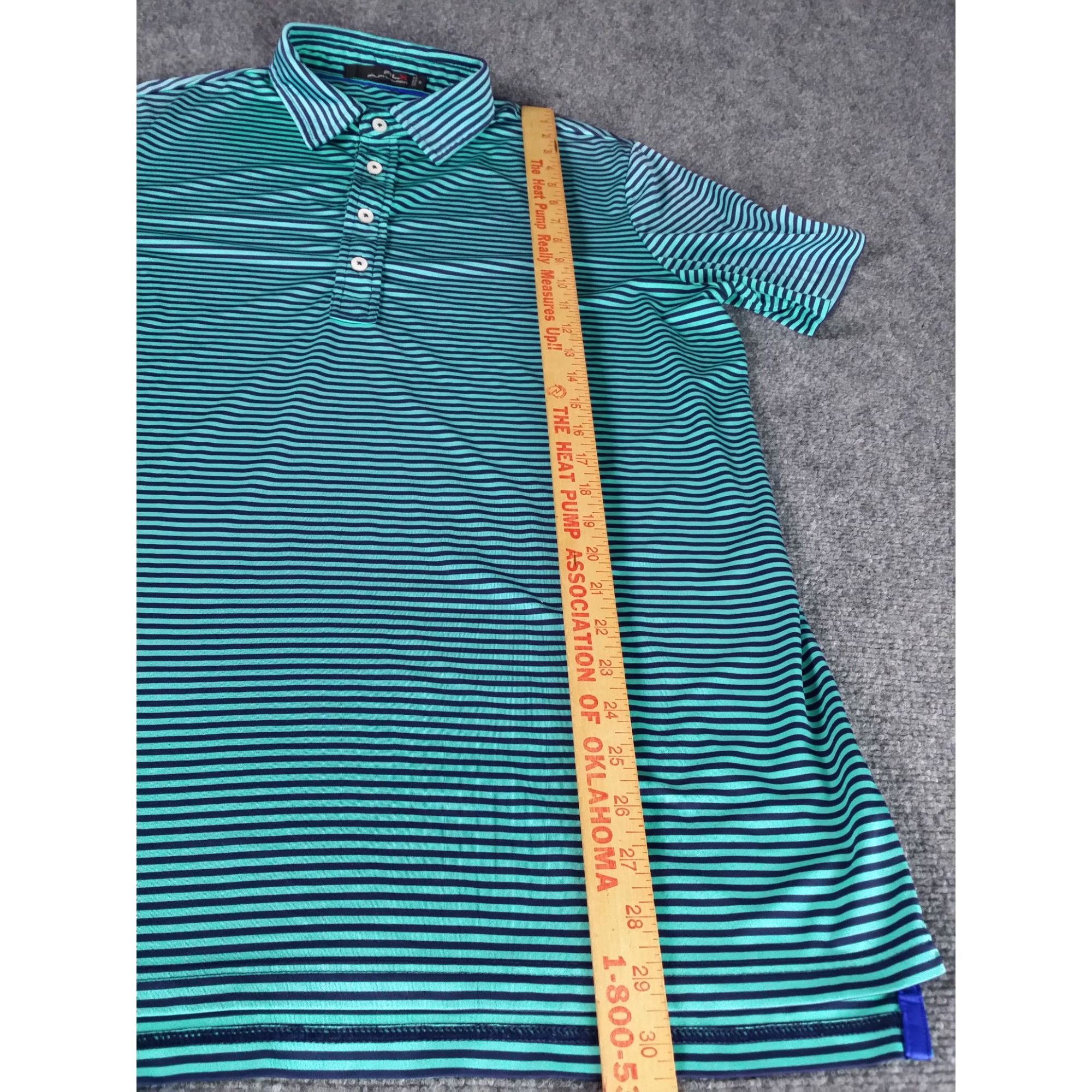 RLX Ralph Lauren RLX Ralph Lauren Polo Shirt Men Sz M Striped Blue Green Golf Size US M / EU 48-50 / 2 - 3 Thumbnail