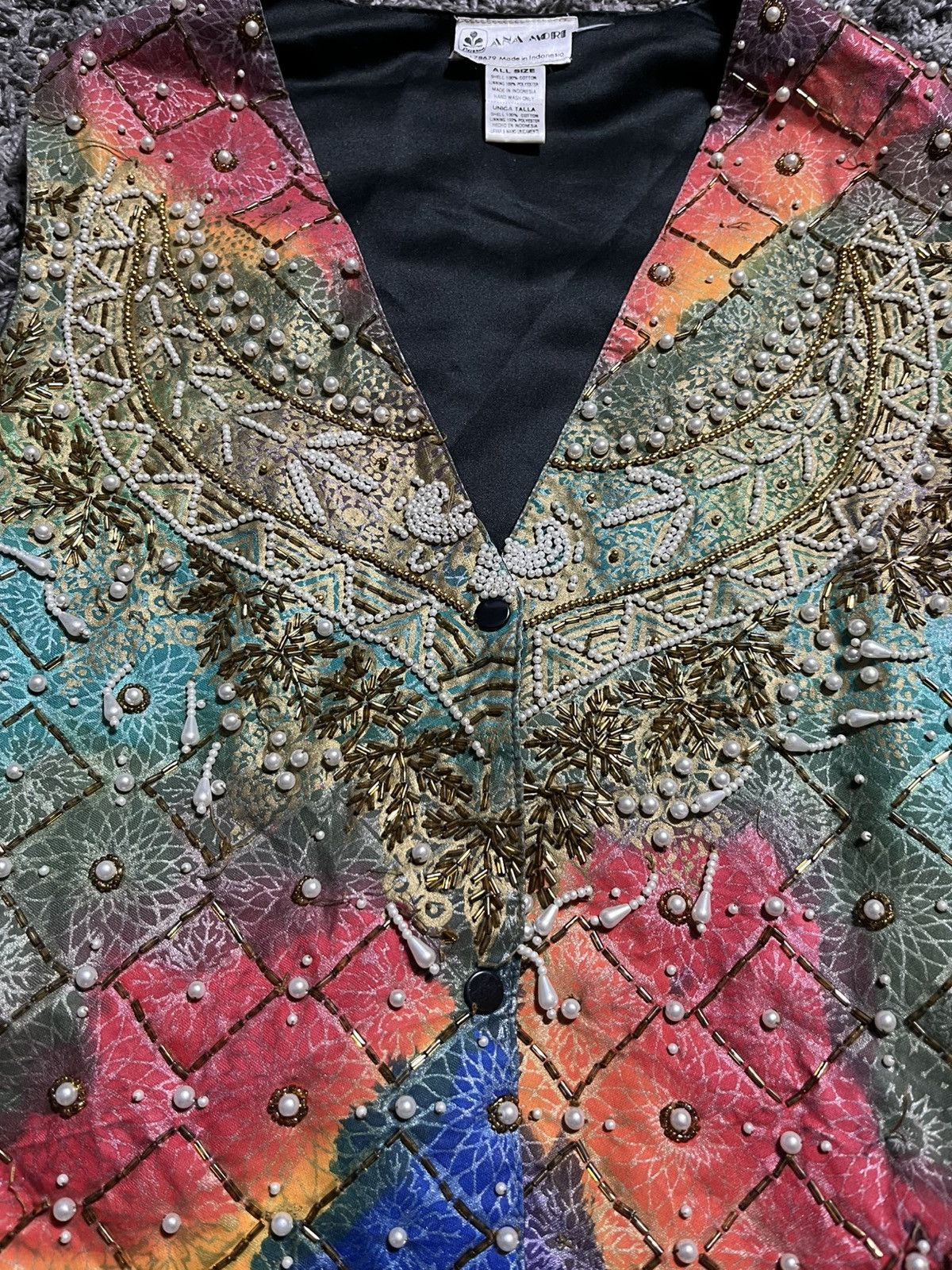 Vintage VINTAGE ANA MORI BEADED PATCHWORK VEST Size US M / EU 48-50 / 2 - 3 Thumbnail