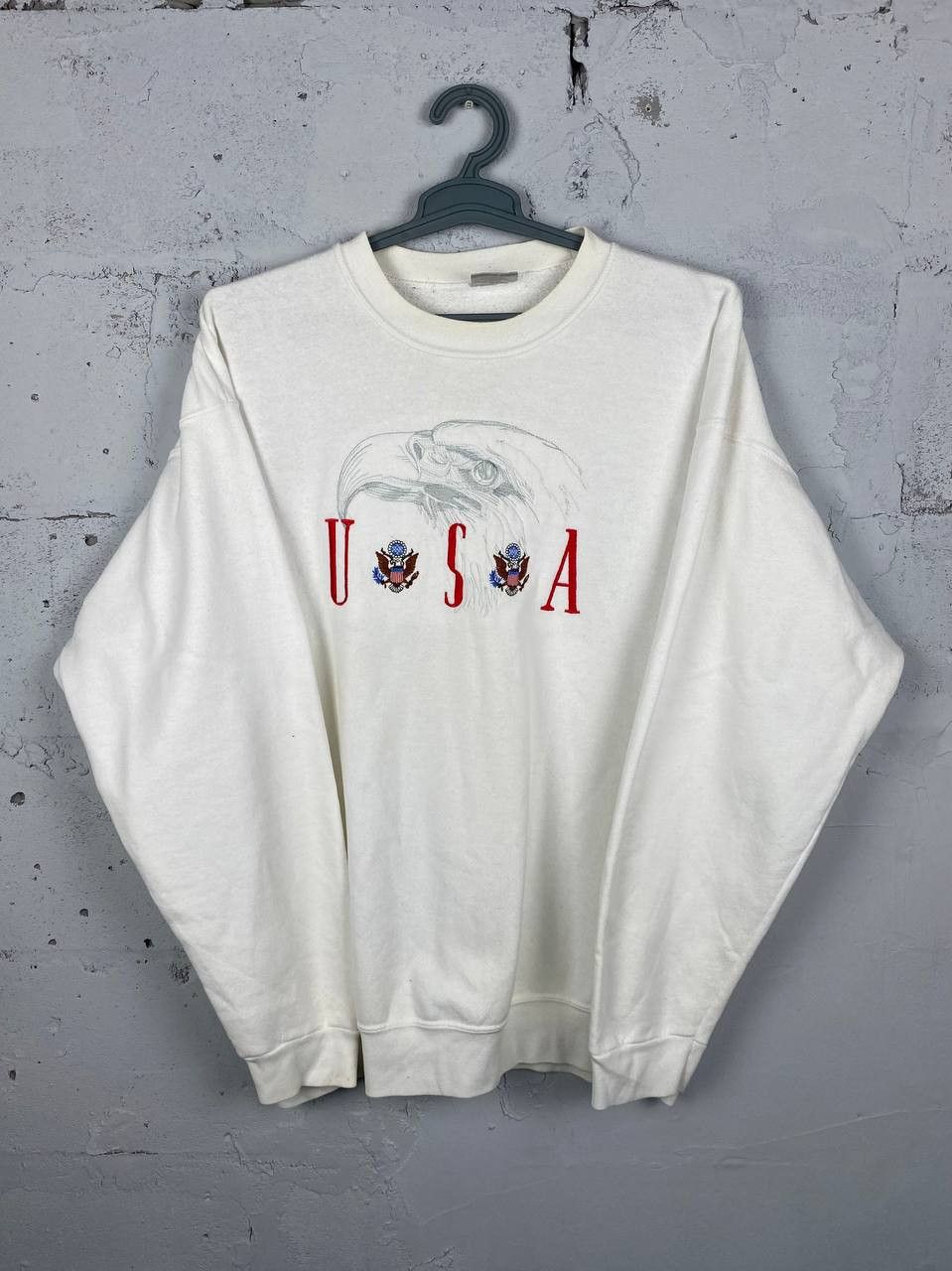 Vintage 90s Vintage Oneita USA Eagle Crew Neck Sweatshirt Size US XL / EU 56 / 4 - 1 Thumbnail
