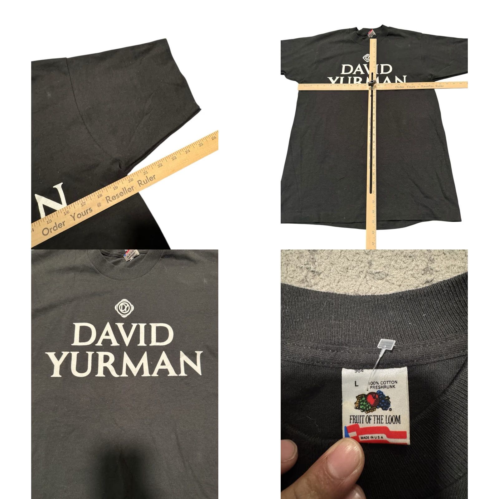 Fruit Of The Loom VINTAGE 90s David Yurman MADE IN USA Promo T-Shirt Staff L Black Cotton Short Sleeve Crew Neck Mens Size US L / EU 52-54 / 3 - 9 Thumbnail